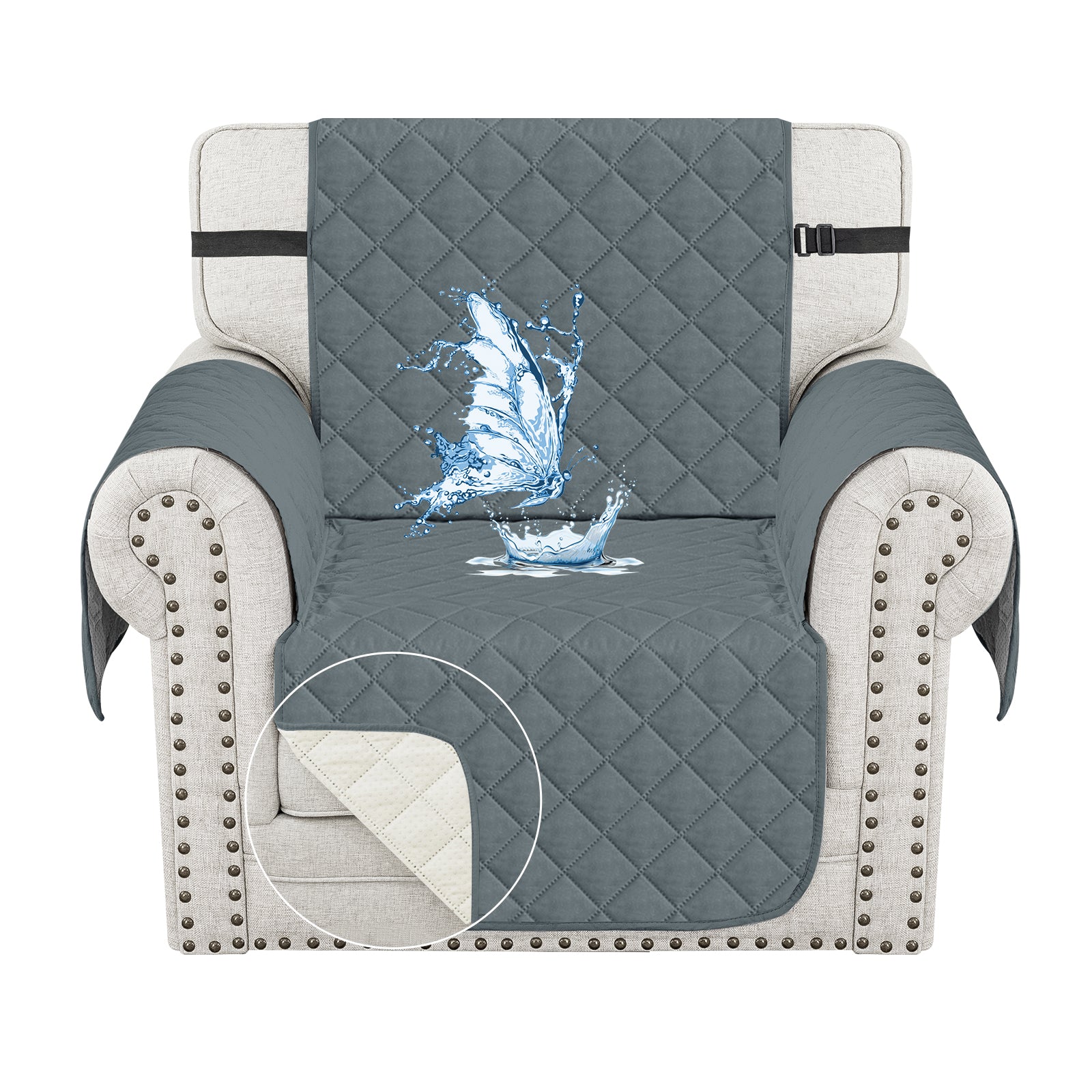 Ystyle Waterproof 1 Seater Sofa Cover with Side Pockets Anti-Slip-YSTYLE