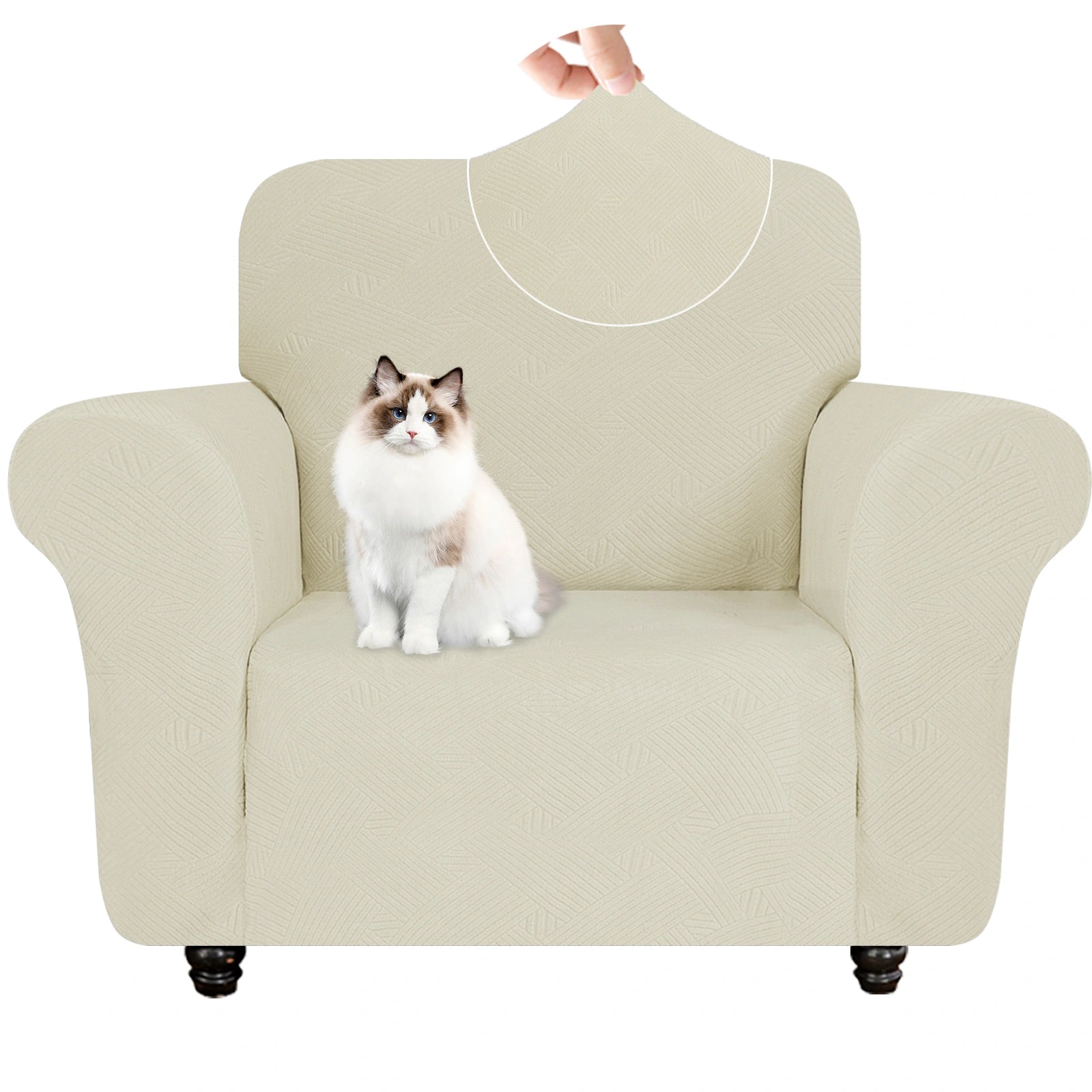 ESTILO 1 Cubierta de sofá de un solo asiento - Elástica, antideslizante, amigable con mascotas, lavable, adecuada para el invierno - Patrón entrelazado