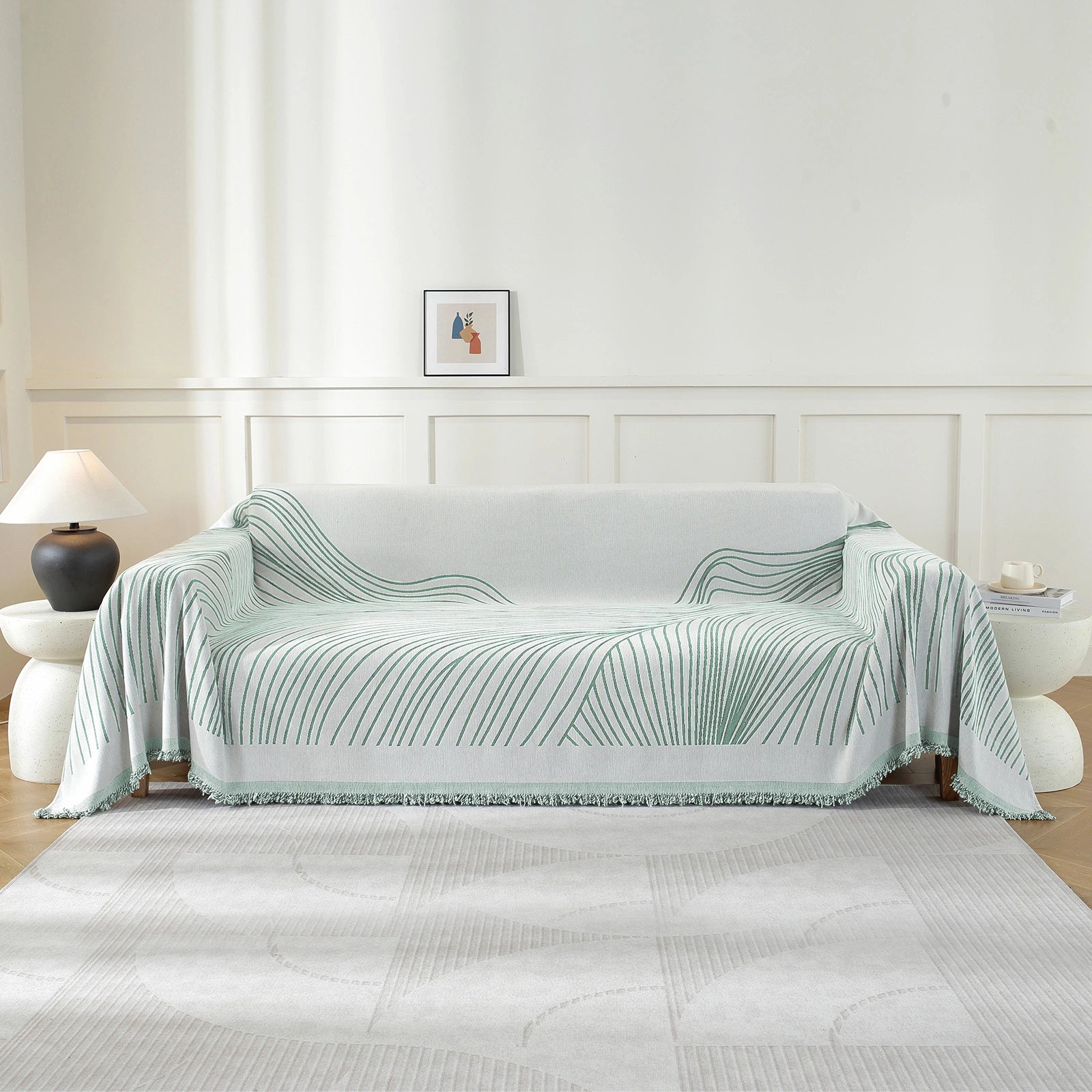 Manta de Sofá de 2 Asientos YSTYLE, Poliéster Suave, Lavable, Uso Multiusos - Línea Ondulada 