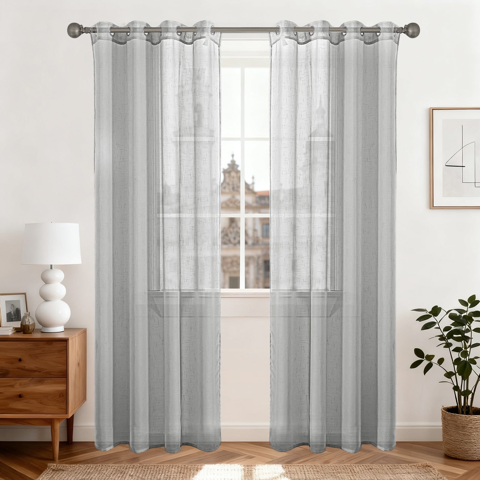 Ystyle 2 Panels Set,  Linen-Effect Indoor Curtains, 70x240 cm, Living Room Window Curtains with Cross Weave, Kitchen Voile Curtains with Rod Pocket, Modern Lightweight Bedroom Curtains