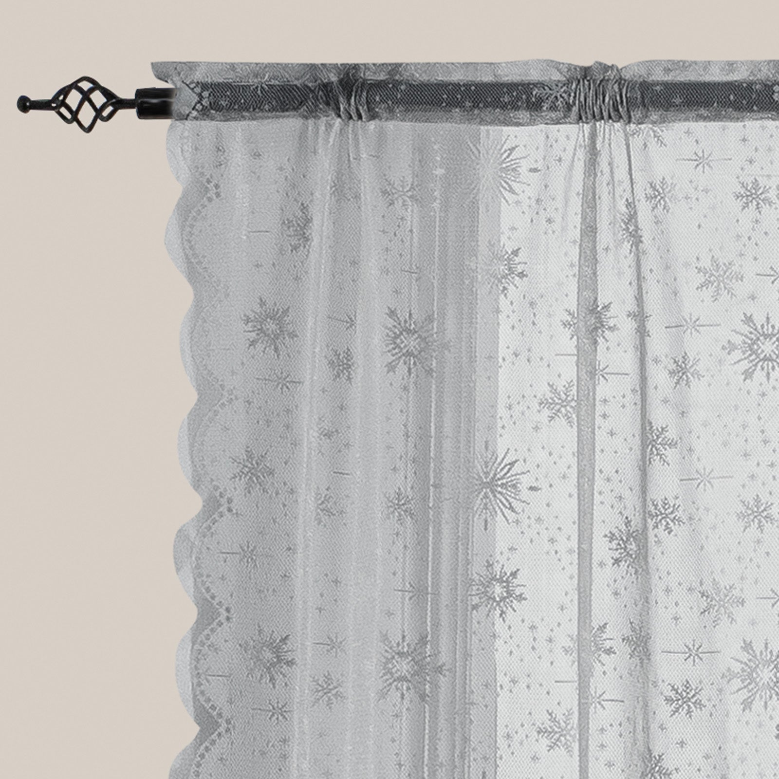 Ystyle 2 Panels Set, Semi-Sheer Indoor Curtains, 70x120cm, Classic Snowflake Pattern Lace Voile Curtains with Rod Pocket