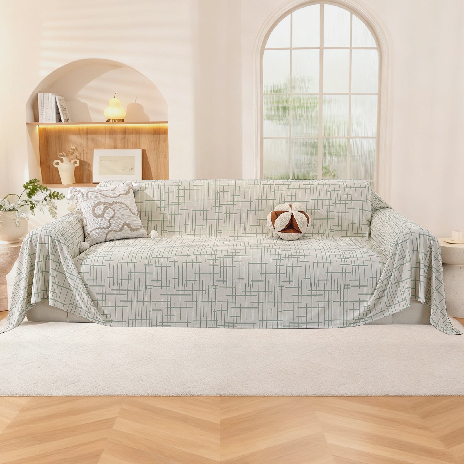 Ystyle 1-Seater  Sofa Cover with Armrests, 180x230 CM, Universal Sofa Protector, Decorative Armchair Slipcover, Ideal as Furniture Throw, Full-Cover Anti-Stain Sofa Sheet