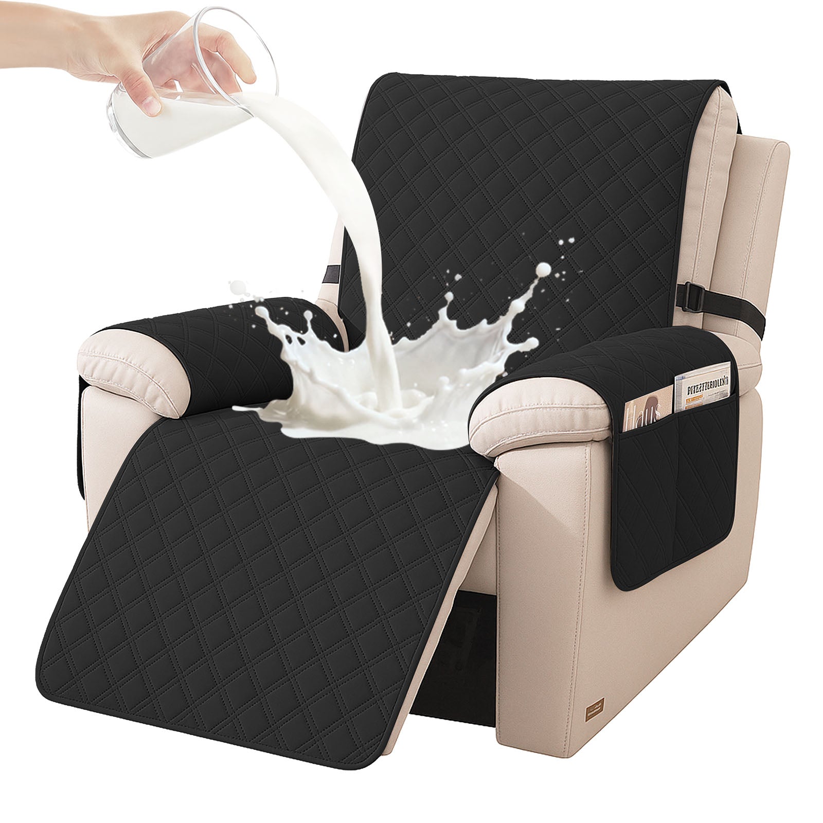 YSTYLE Waterproof Armchair Cover with Pockets and Non Slip Backing-YSTYLE