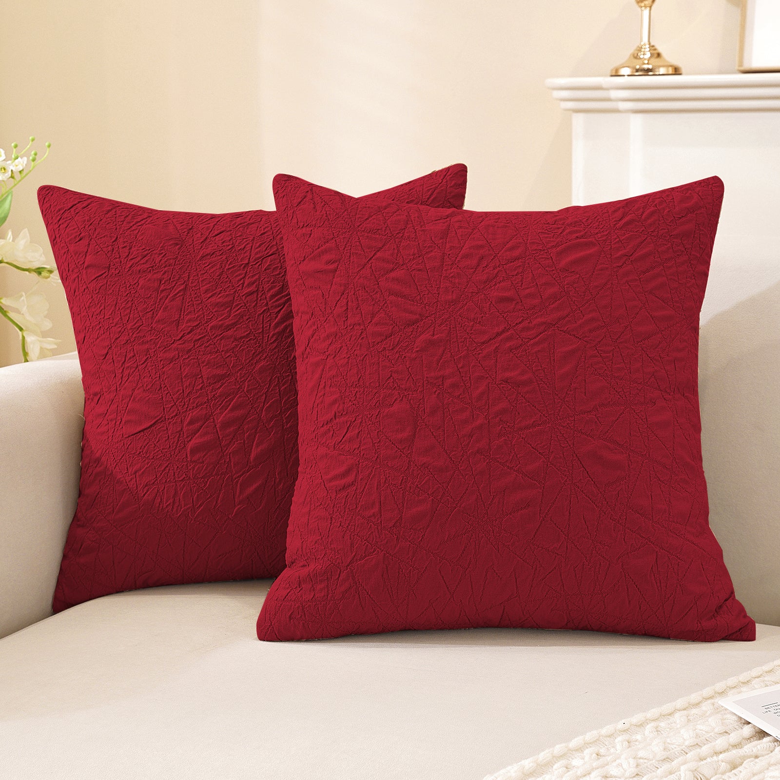 Ystyle 2 Pieces Sofa Cushion Covers 60 x 60 cm, Cushion Covers with Invisible Zipper, Square Pillowcases, Modern Sofa Pillowcases, for Living Room Bedroom Balcony Outdoor