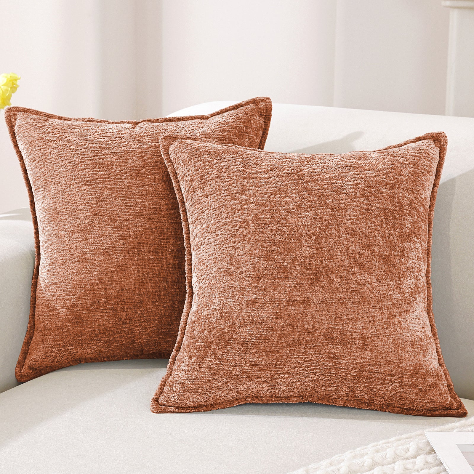 Ystyle Chenille Sofa Cushion Covers 60 x 60 cm, 2 Pieces, Soft Durable Heart-Shaped Cushion Cover, Decorative Elegant Pillow Case for Living Room