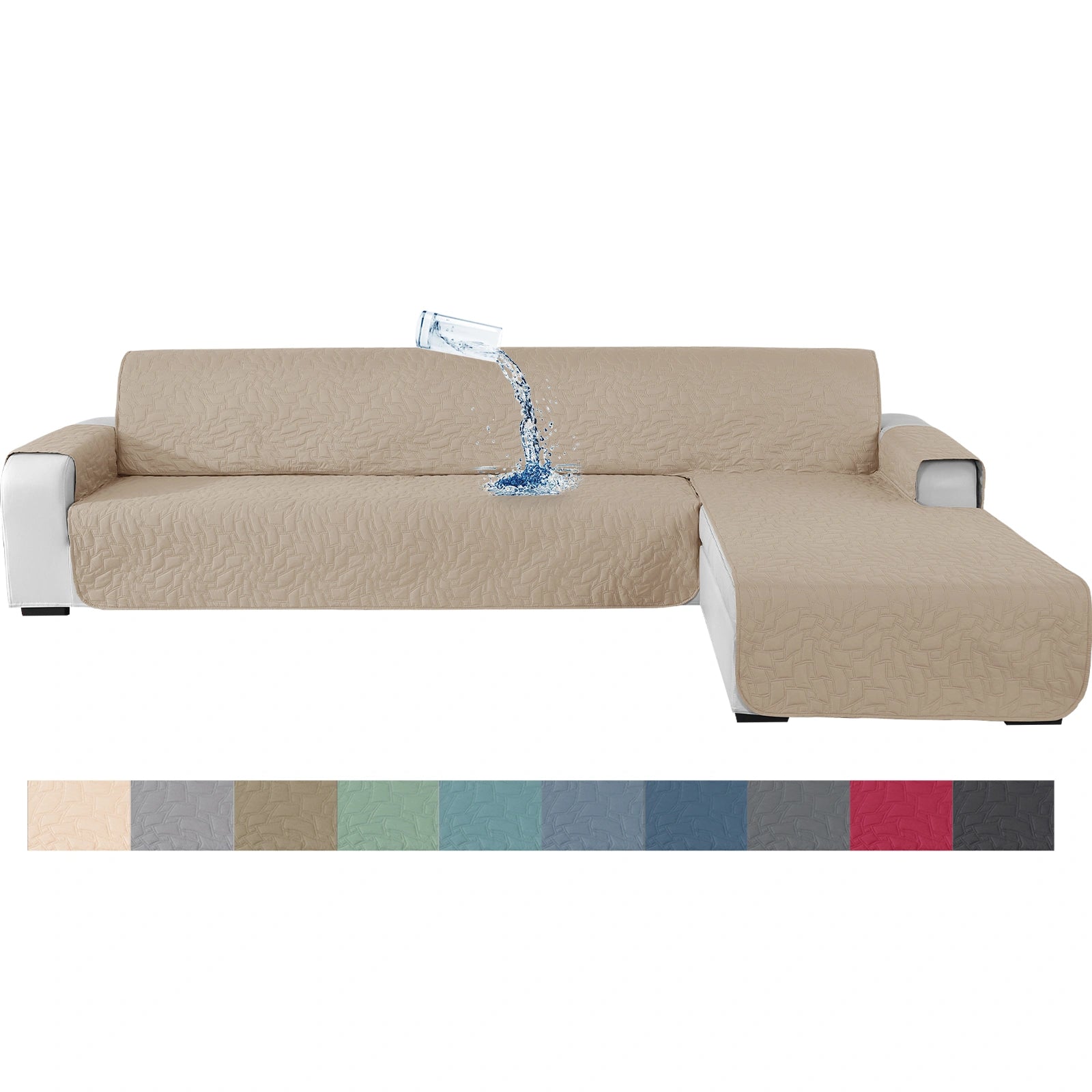 YSTYLE Waterproof 4 Seater Corner Sofa Cover Reversible Peninsula-YSTYLE
