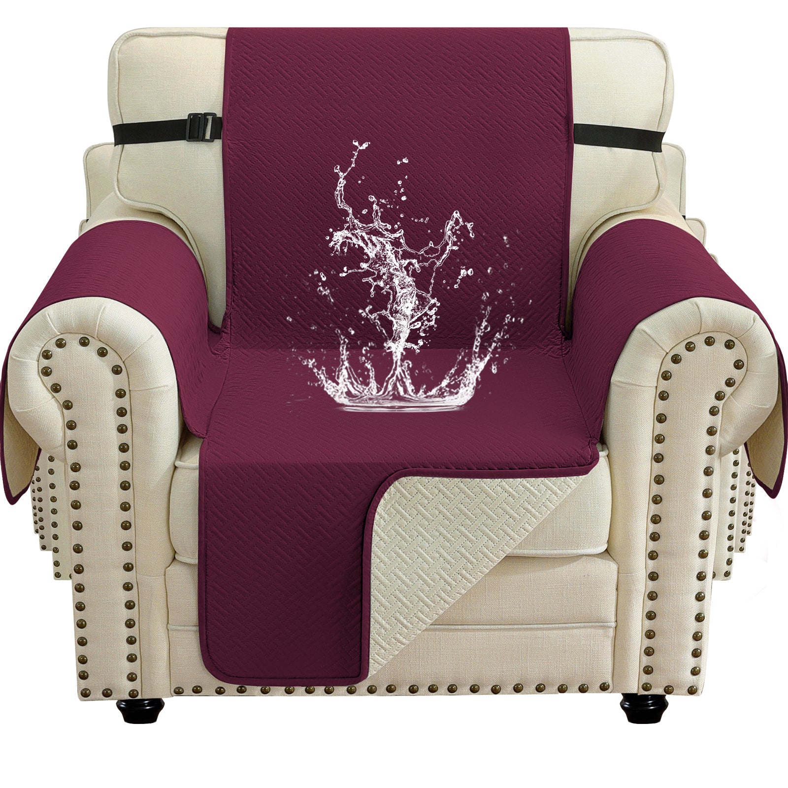 imperméable canapé couverture with Side Pockets and antidérapant design