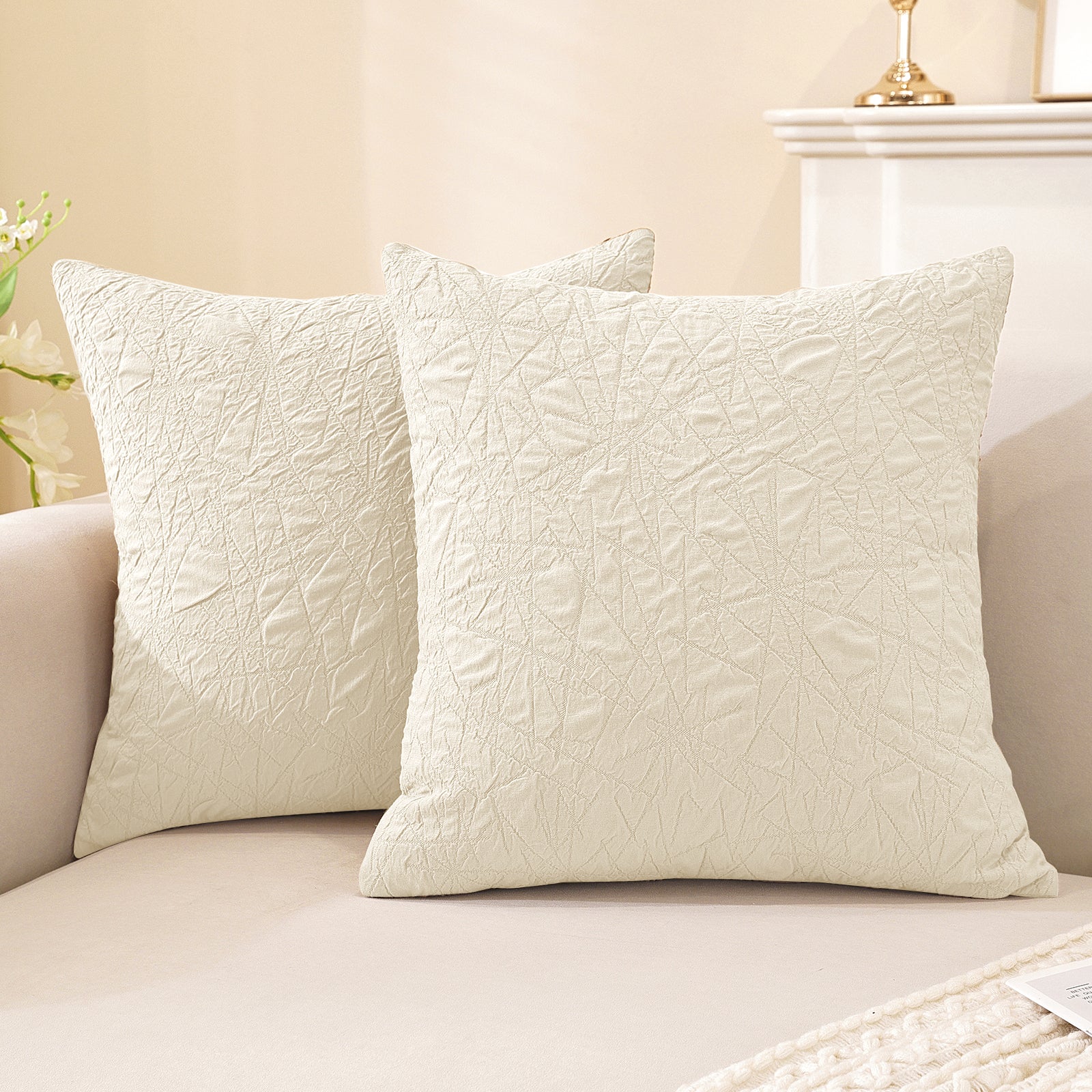 Ystyle 2 Pieces Sofa Cushion Covers 60 x 60 cm, Cushion Covers with Invisible Zipper, Square Pillowcases, Modern Sofa Pillowcases, for Living Room Bedroom Balcony Outdoor