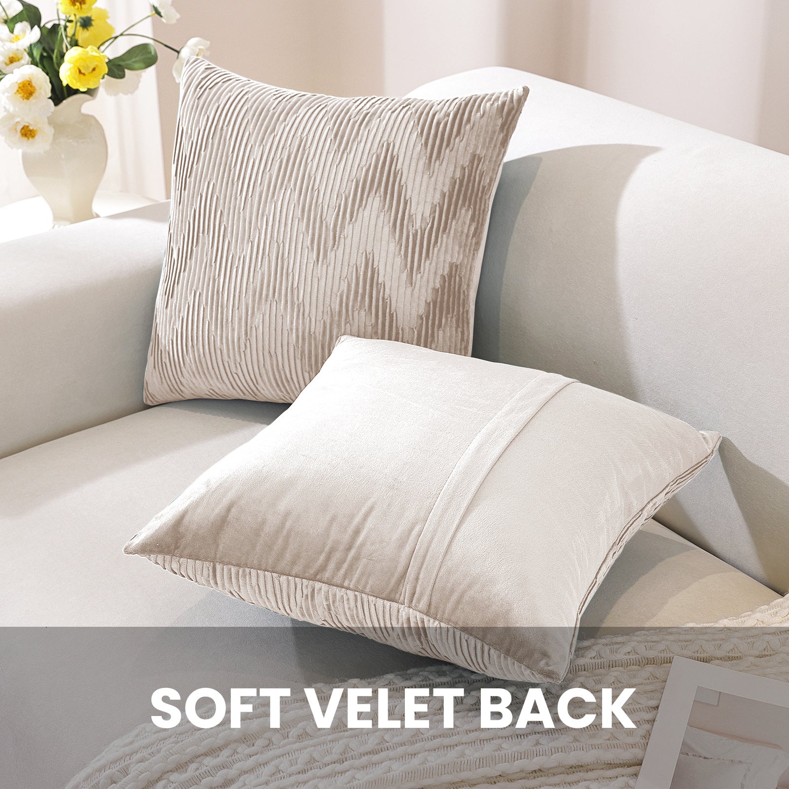 Ystyle 2 Pièces Housses de Coussin pour Canapé 40 x 40 cm Velours Minimaliste Housses de Coussin Fermeture Éclair Invisible Housses de Coussin Décoratives pour Canapé, Salon, Chambre