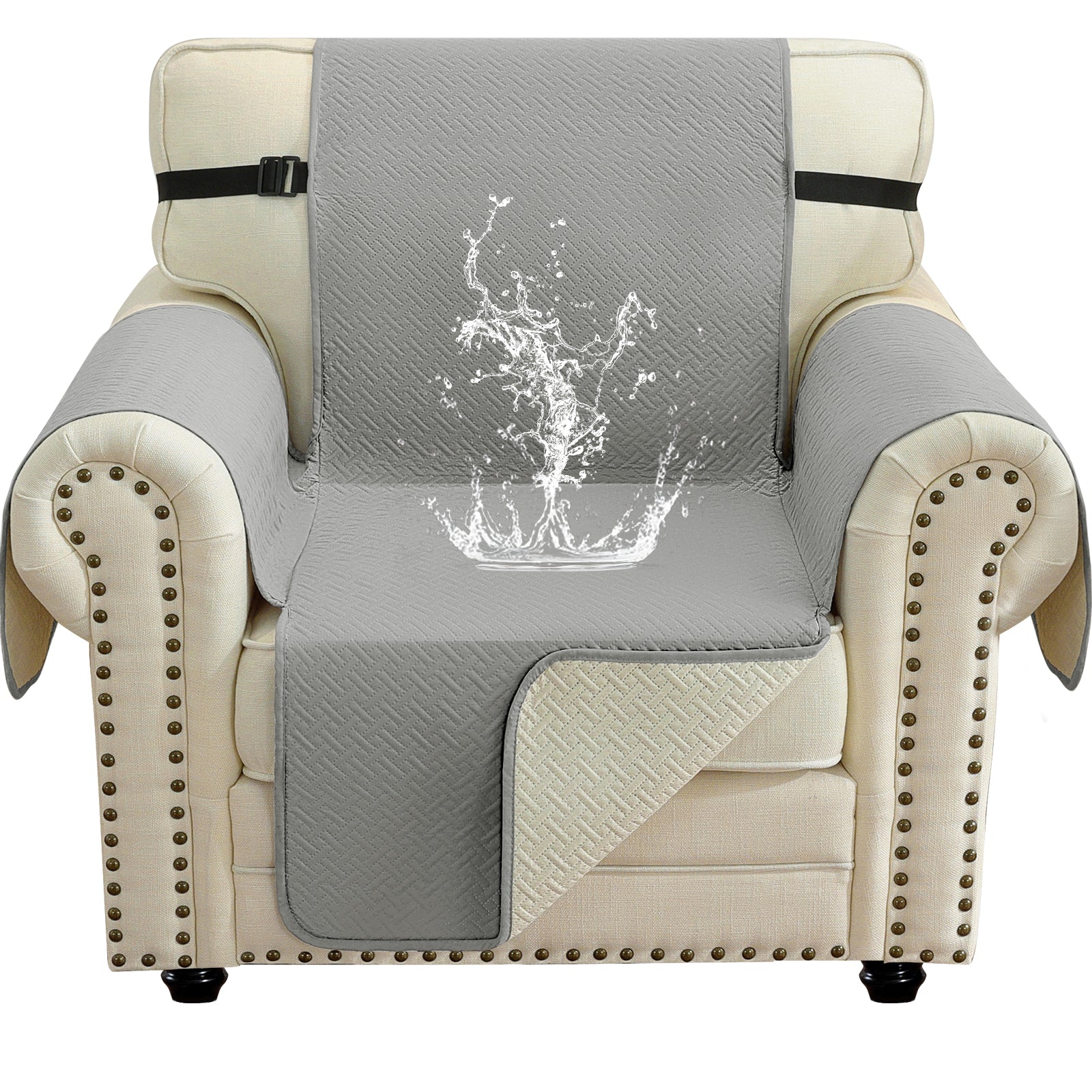 imperméable canapé couverture with Side Pockets and antidérapant design