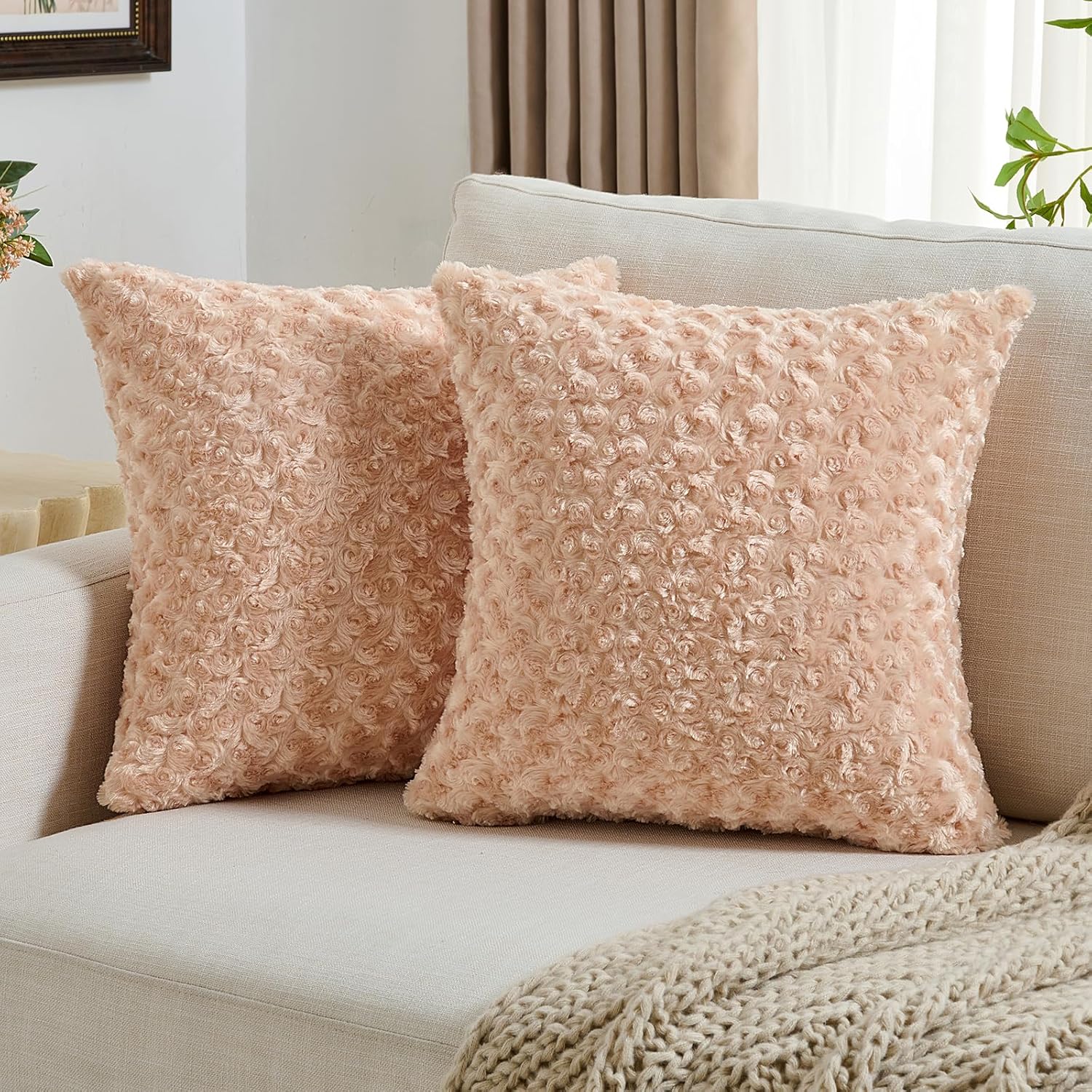 YSTYLE Soft Plush Short Wool Velvet Decorative Throw Pillow Cover