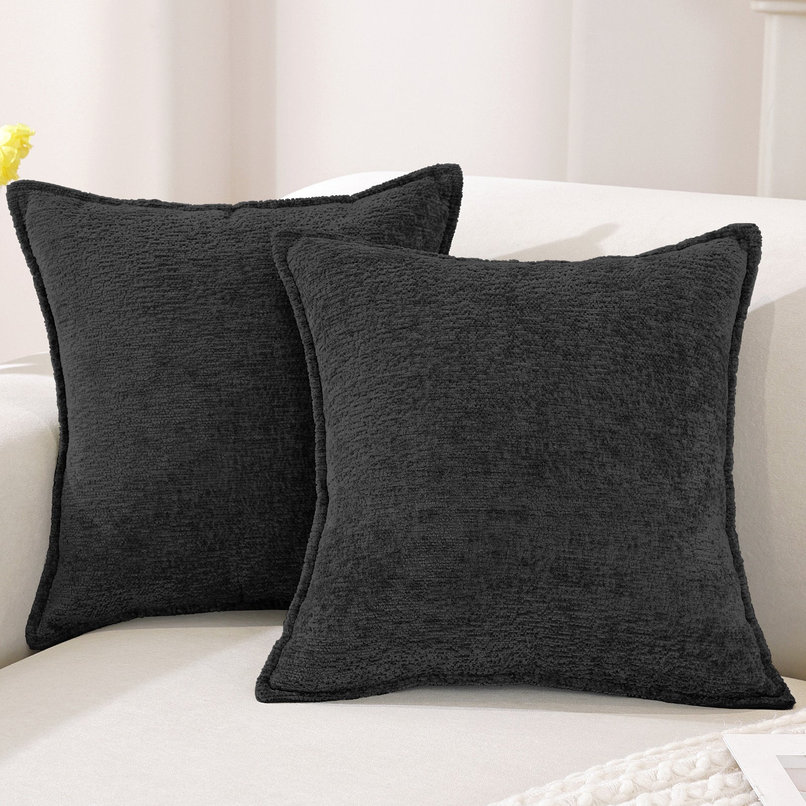 Ystyle Chenille Sofa Cushion Covers 60 x 60 cm, 2 Pieces, Soft Durable Heart-Shaped Cushion Cover, Decorative Elegant Pillow Case for Living Room