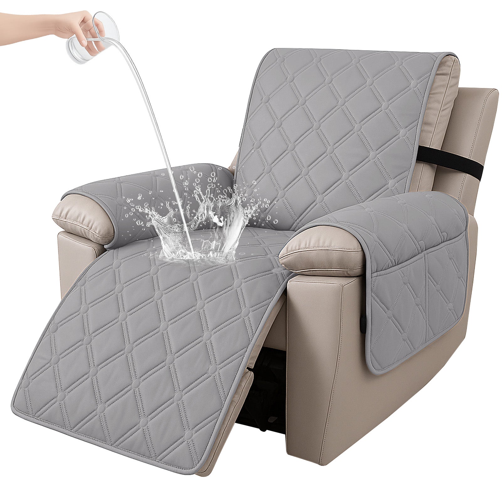 YSTYLE Waterproof Armchair Cover with Pockets and Non Slip Backing-YSTYLE