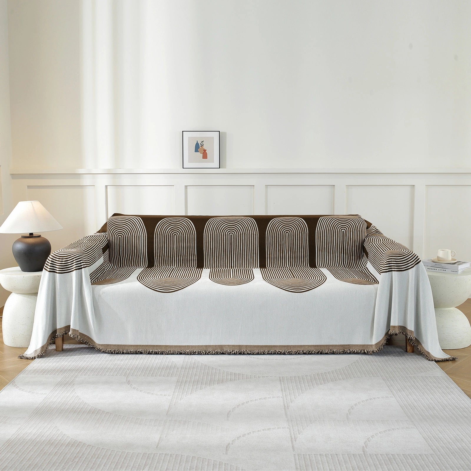 Manta de sofá para 2 personas YSTYLE, anti-polvo, fácil de cuidar, lanzamiento decorativo, semicircular. 