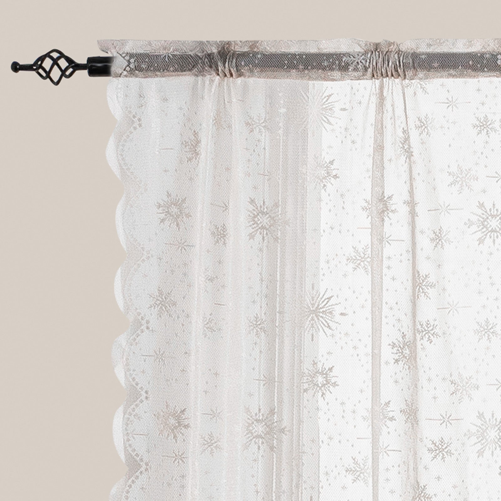Ystyle 2 Panels Set, Semi-Sheer Indoor Curtains, 70x120cm, Classic Snowflake Pattern Lace Voile Curtains with Rod Pocket