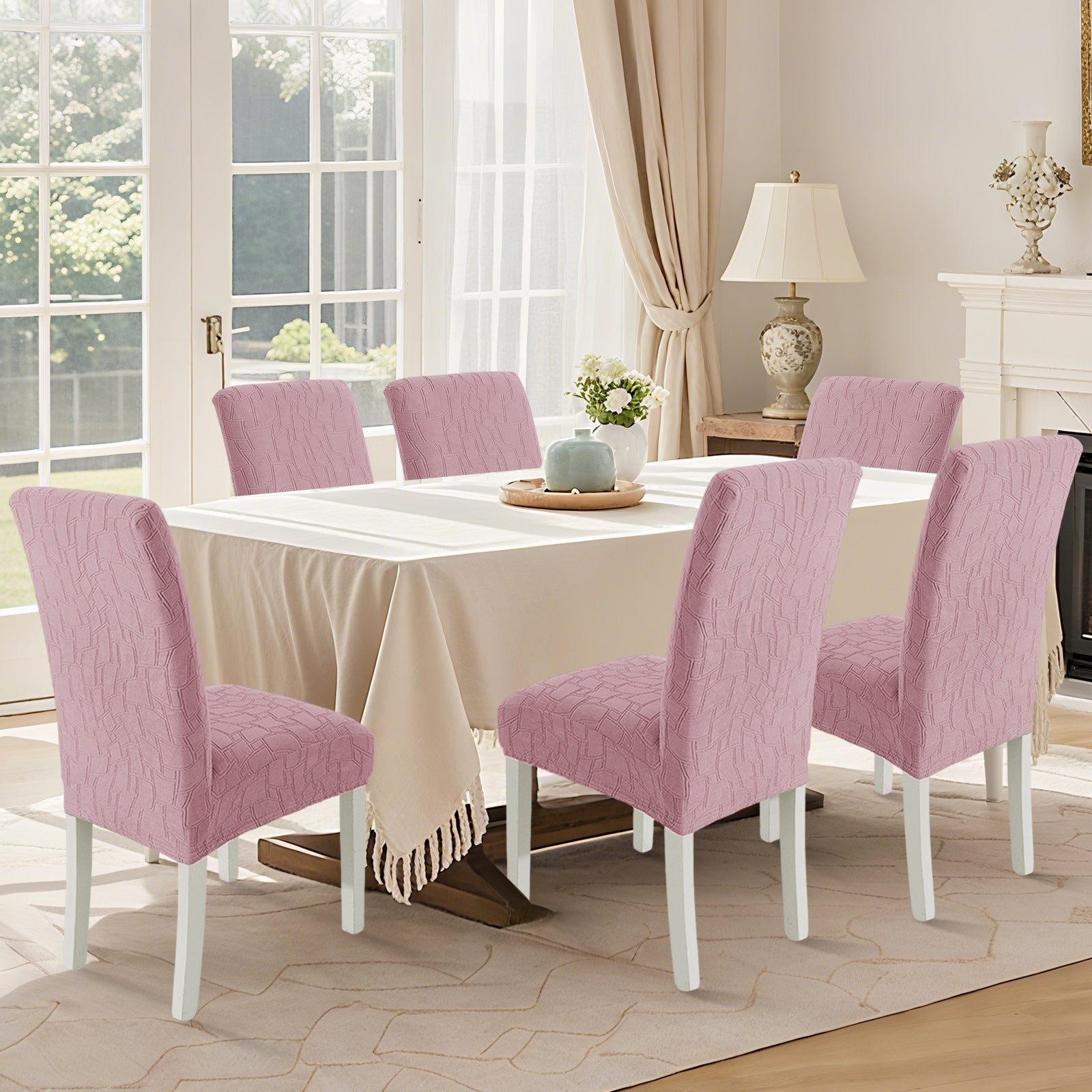 Ystyle 6-Piece Chair Covers with Backrest, Elastic Living Room Kitchen Chair Slipcovers, Soft Comfortable Anti-Scratch Chair Covers, Easy to Clean and Durable, Washable Removable