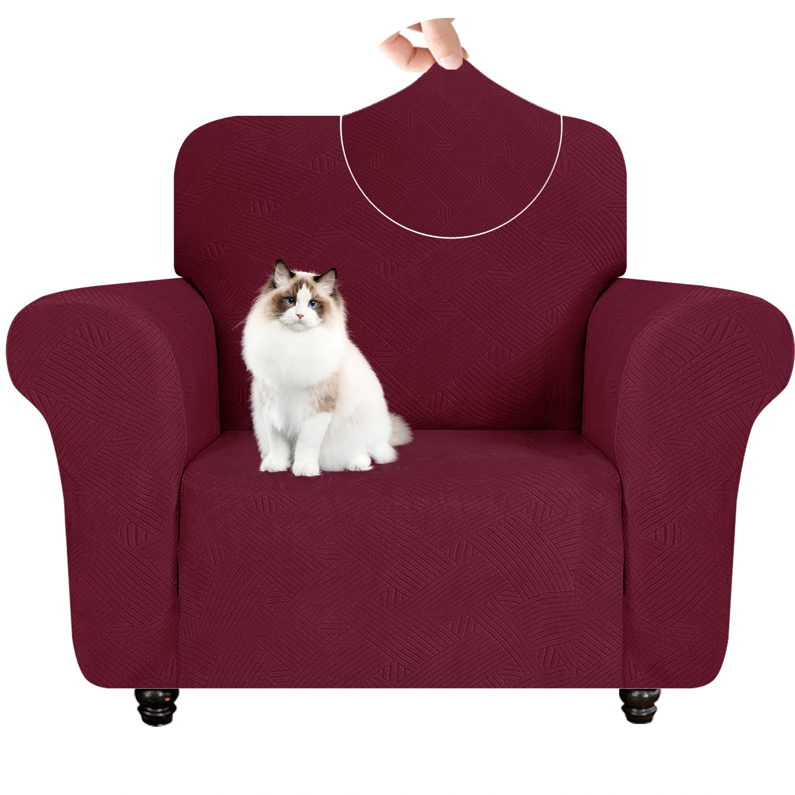 ESTILO 1 Cubierta de sofá de un solo asiento - Elástica, antideslizante, amigable con mascotas, lavable, adecuada para el invierno - Patrón entrelazado