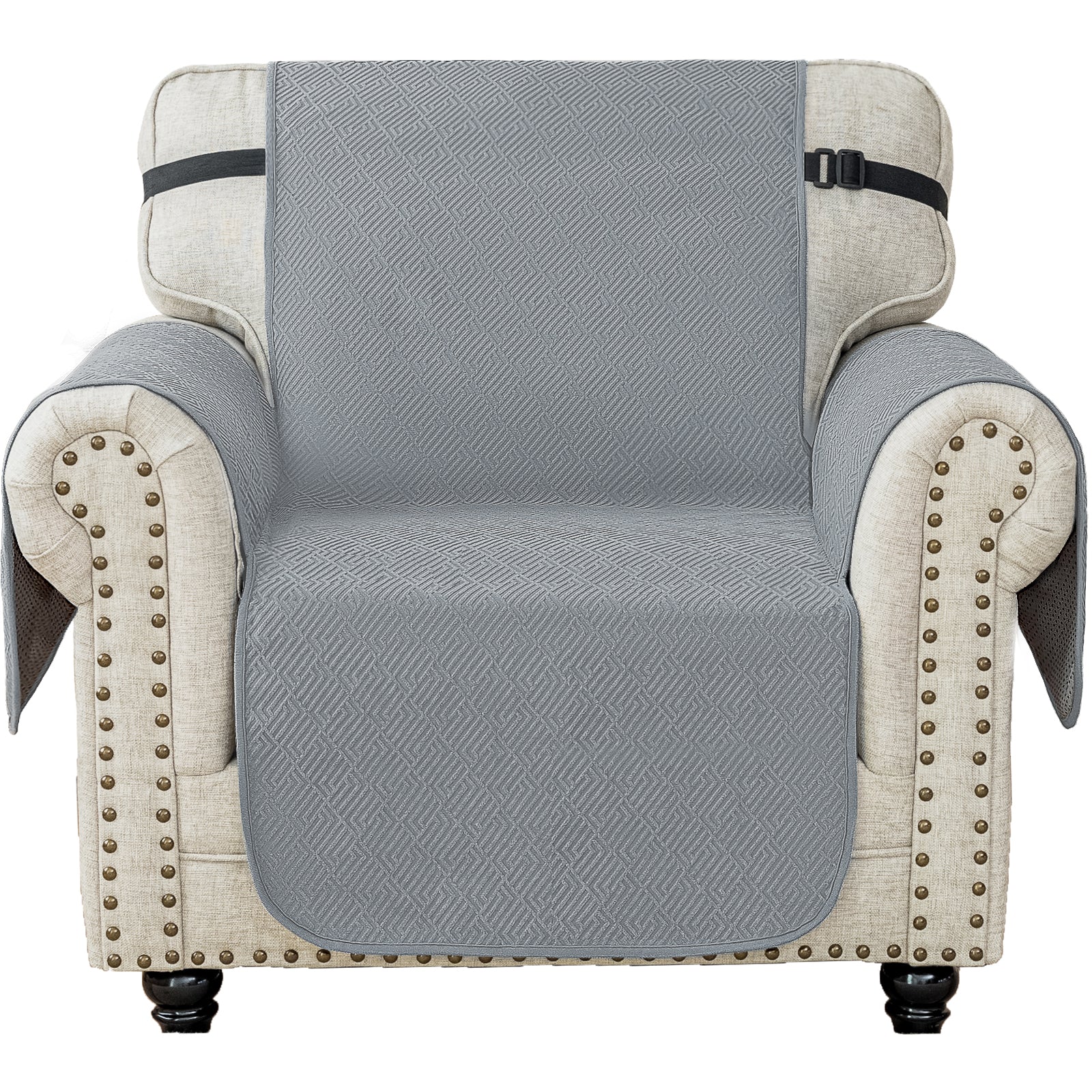 Waterproof Sofa Cover with Chaise and Non-Slip Geometric Pattern Design