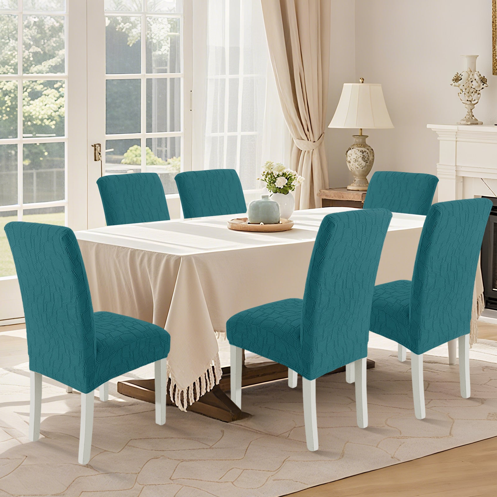 Ystyle 6-Piece Chair Covers with Backrest, Elastic Living Room Kitchen Chair Slipcovers, Soft Comfortable Anti-Scratch Chair Covers, Easy to Clean and Durable, Washable Removable