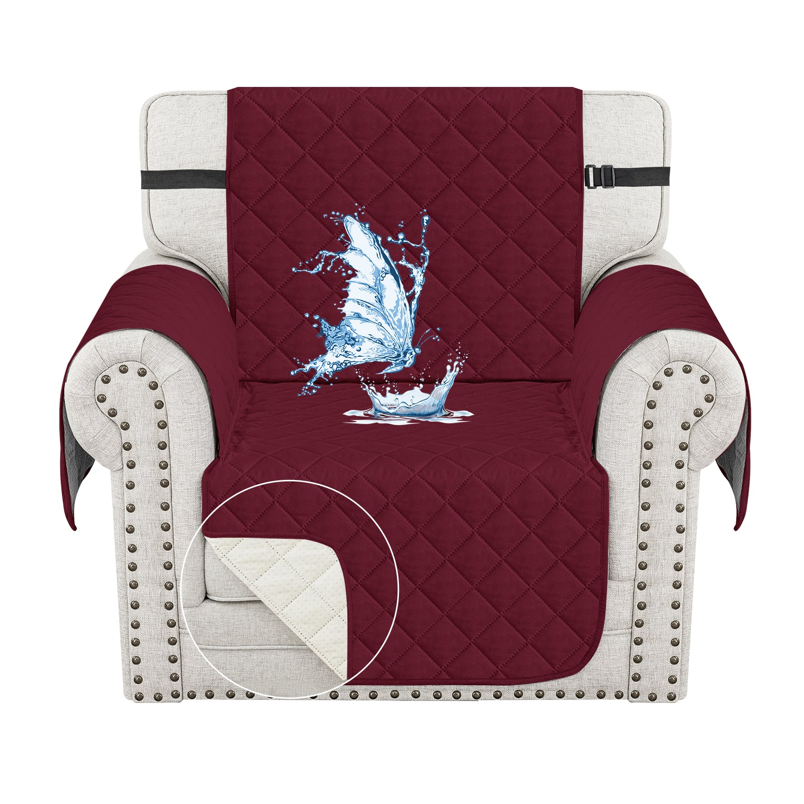 Ystyle Waterproof 1 Seater Sofa Cover with Side Pockets Anti-Slip