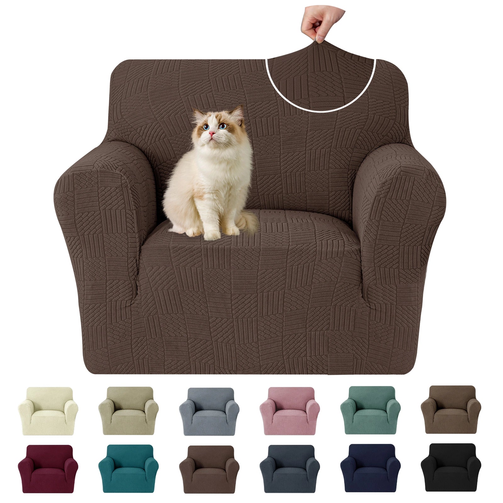 YSTYLE Cubierta de Sofá para 1 Asiento – Ajuste Elástico, Antideslizante, Amigable con Mascotas, Diseño Moderno, Lavable - Cinco Líneas 