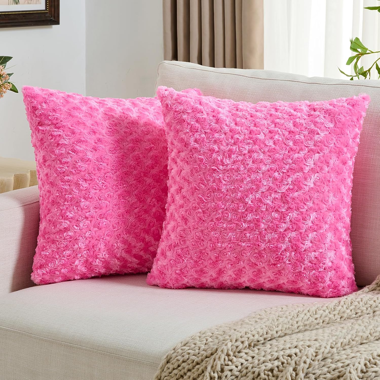YSTYLE Soft Plush Short Wool Velvet Decorative Throw Pillow Cover