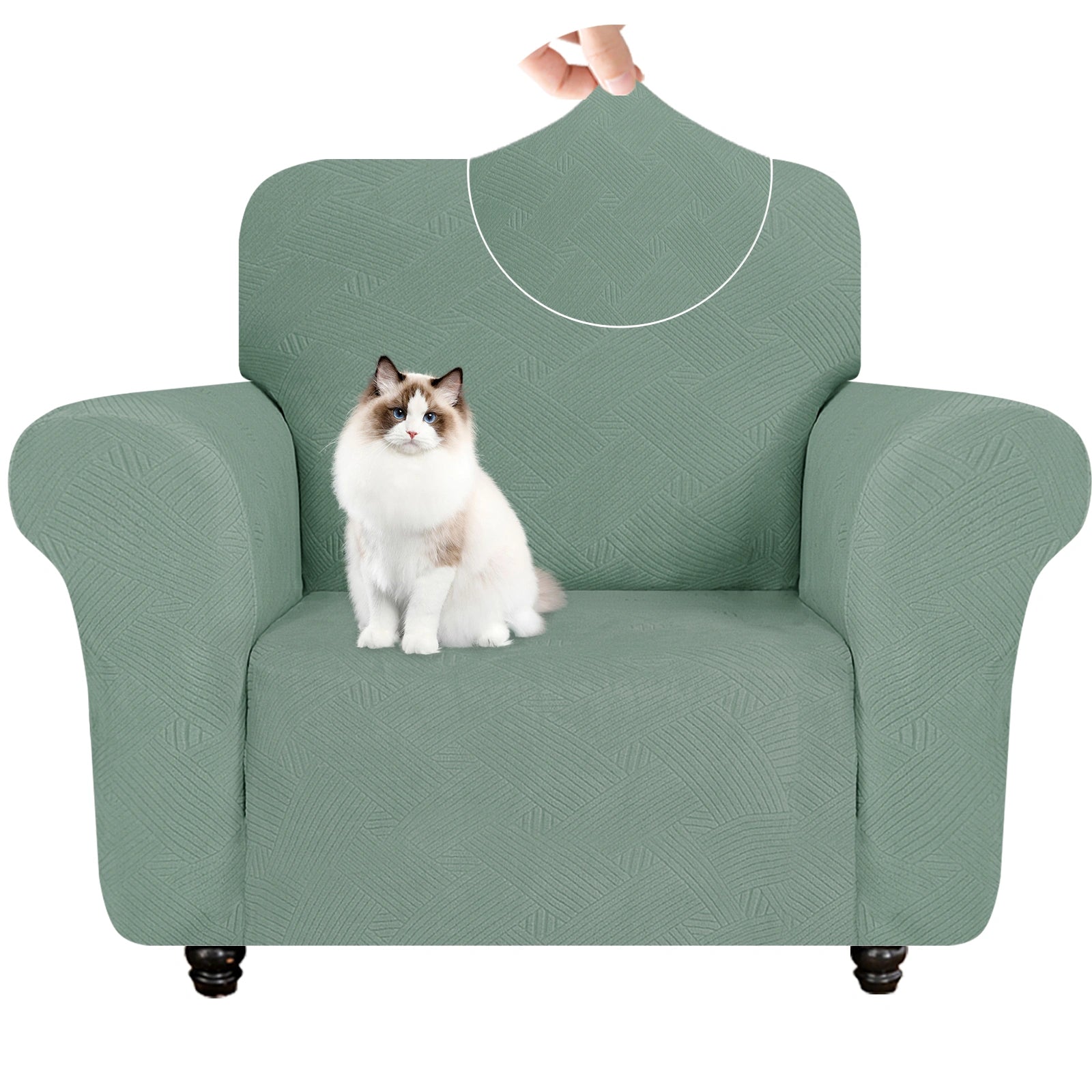 ESTILO 1 Cubierta de sofá de un solo asiento - Elástica, antideslizante, amigable con mascotas, lavable, adecuada para el invierno - Patrón entrelazado