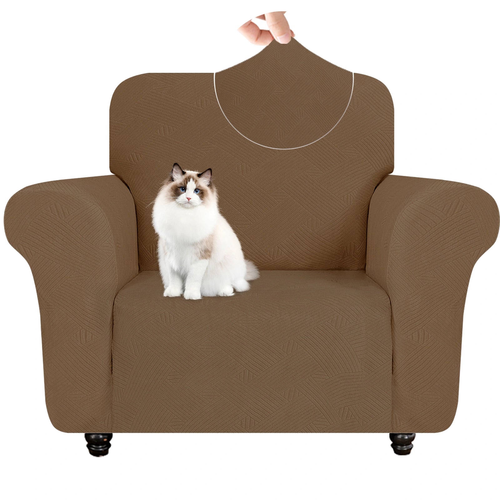 ESTILO 1 Cubierta de sofá de un solo asiento - Elástica, antideslizante, amigable con mascotas, lavable, adecuada para el invierno - Patrón entrelazado