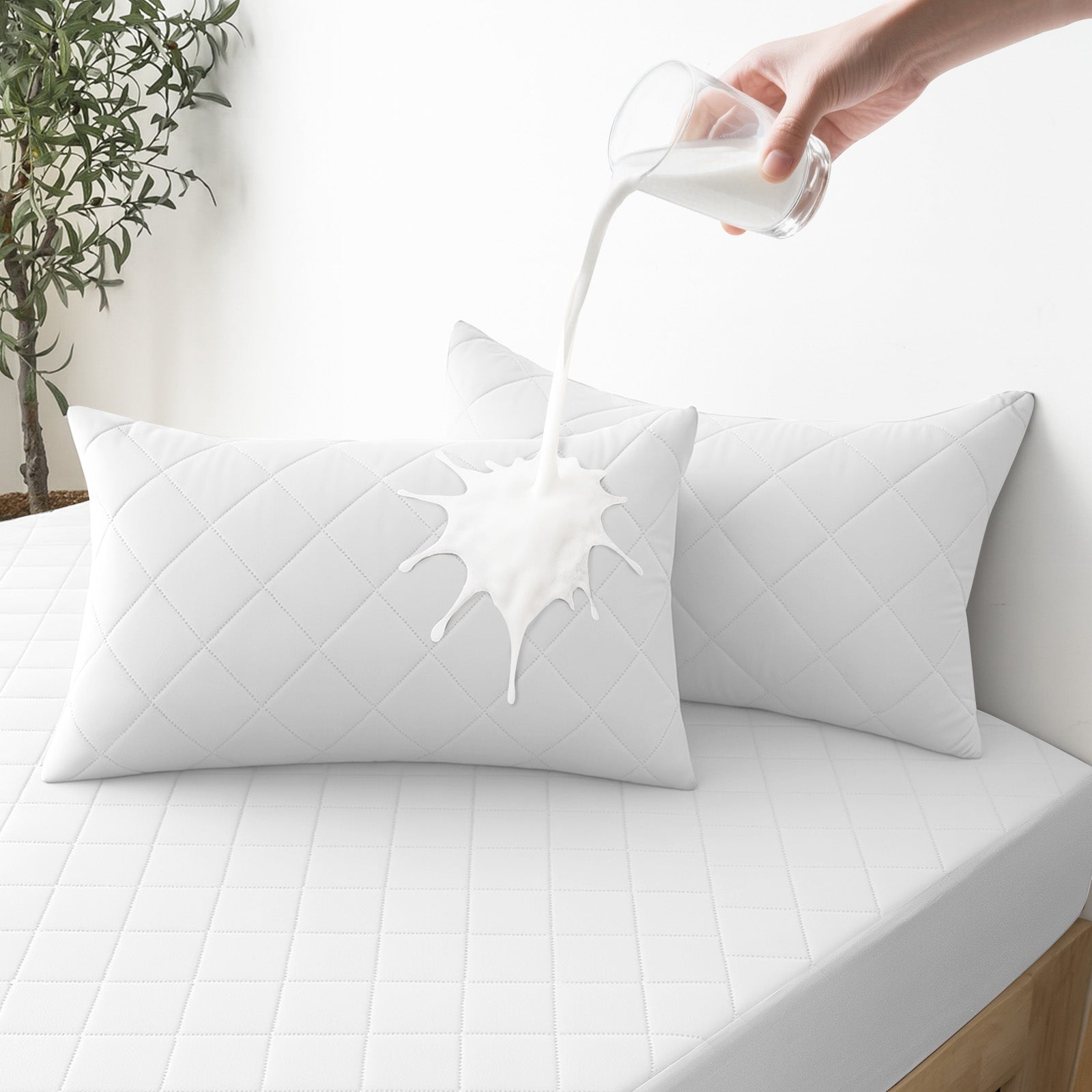 YSTYLE 2 Pieces Waterproof Bed Pillowcases 50x80cm Anti Mite-YSTYLE