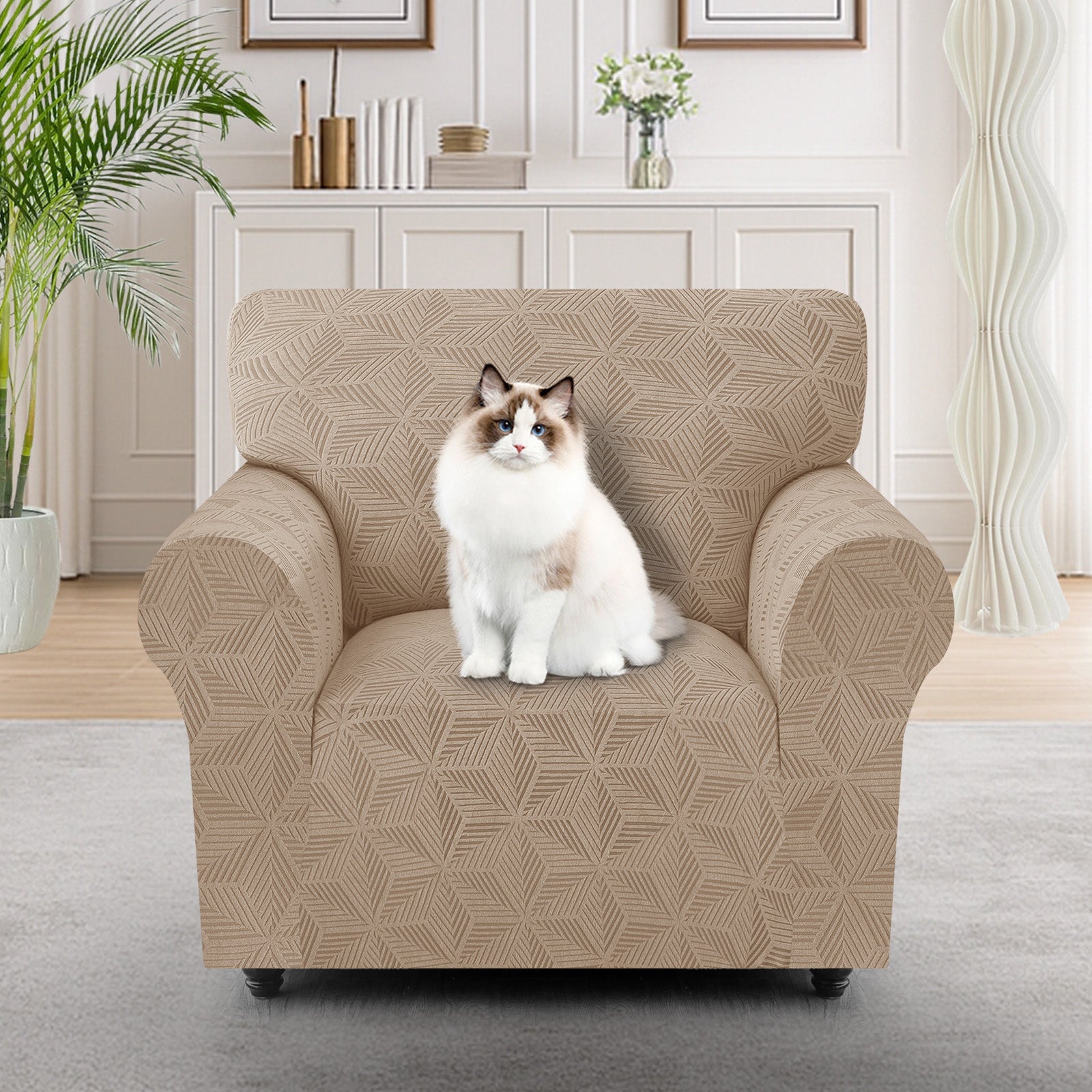 Ystyle 1-Seater Sofa Cover with Armrests, Stretch Sofa Cover, Universal Anti-Scratch Sofa Cover for Cats and Dogs, Non-Slip Sofa Cover, Washable Stain-Resistant Sofa Cover