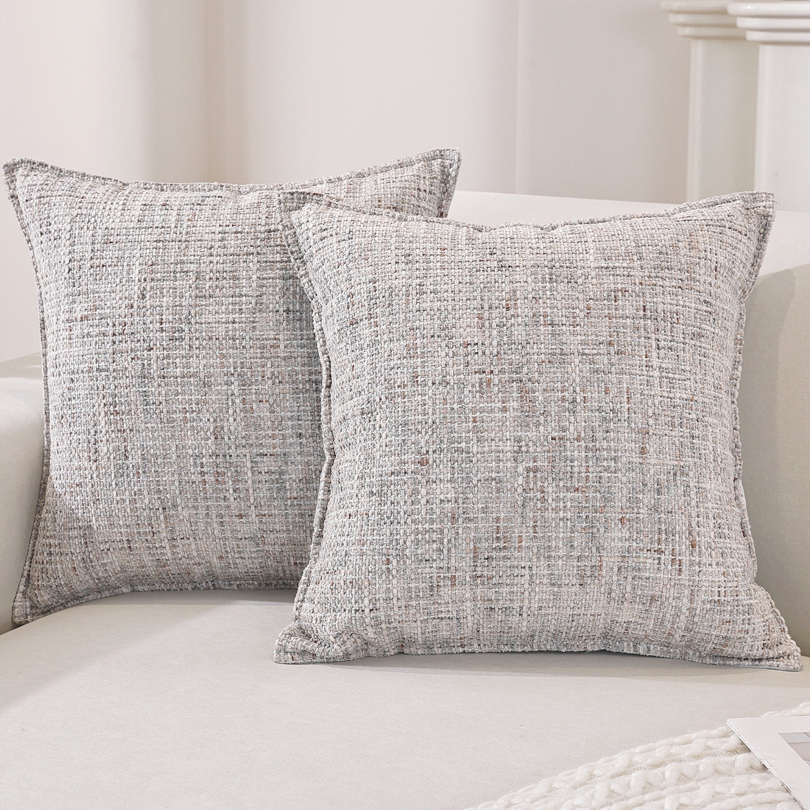 Ystyle Chenille Sofa Cushion Covers 60 x 60 cm, 2 Pieces, Soft Durable Cushion Cover, Sofa Cushion Cover with Corazón Shape, Elegant Decorative Pillowcase Living Room