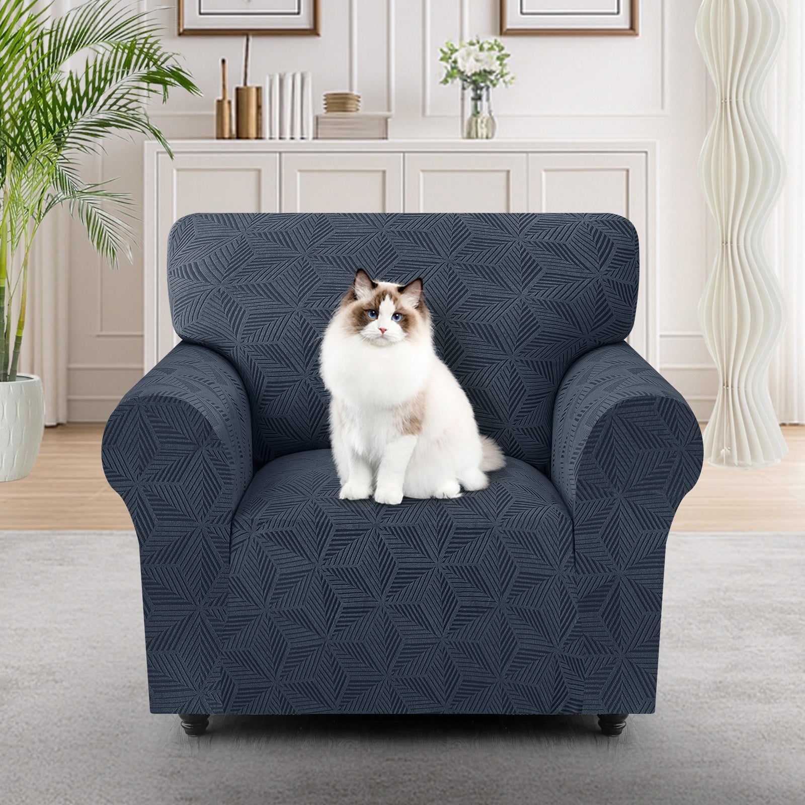 Ystyle 1-Seater Sofa Cover with Armrests, Stretch Sofa Cover, Universal Anti-Scratch Sofa Cover for Cats and Dogs, Non-Slip Sofa Cover, Washable Stain-Resistant Sofa Cover