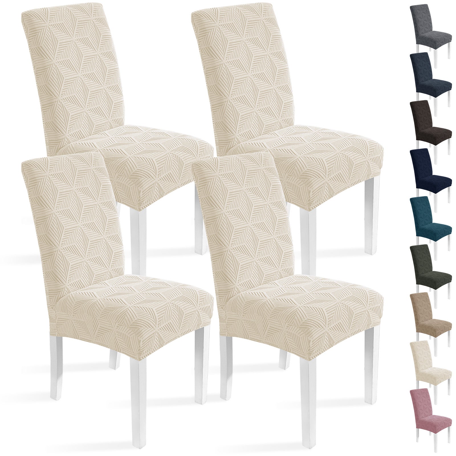 Ystyle 4-Piece Chair Covers with Backrest, Elastic Slipcovers, Universal Living Room Kitchen Chair Protectors, Cat Scratch-Resistant Modern Stain-Proof Dining Chair Covers