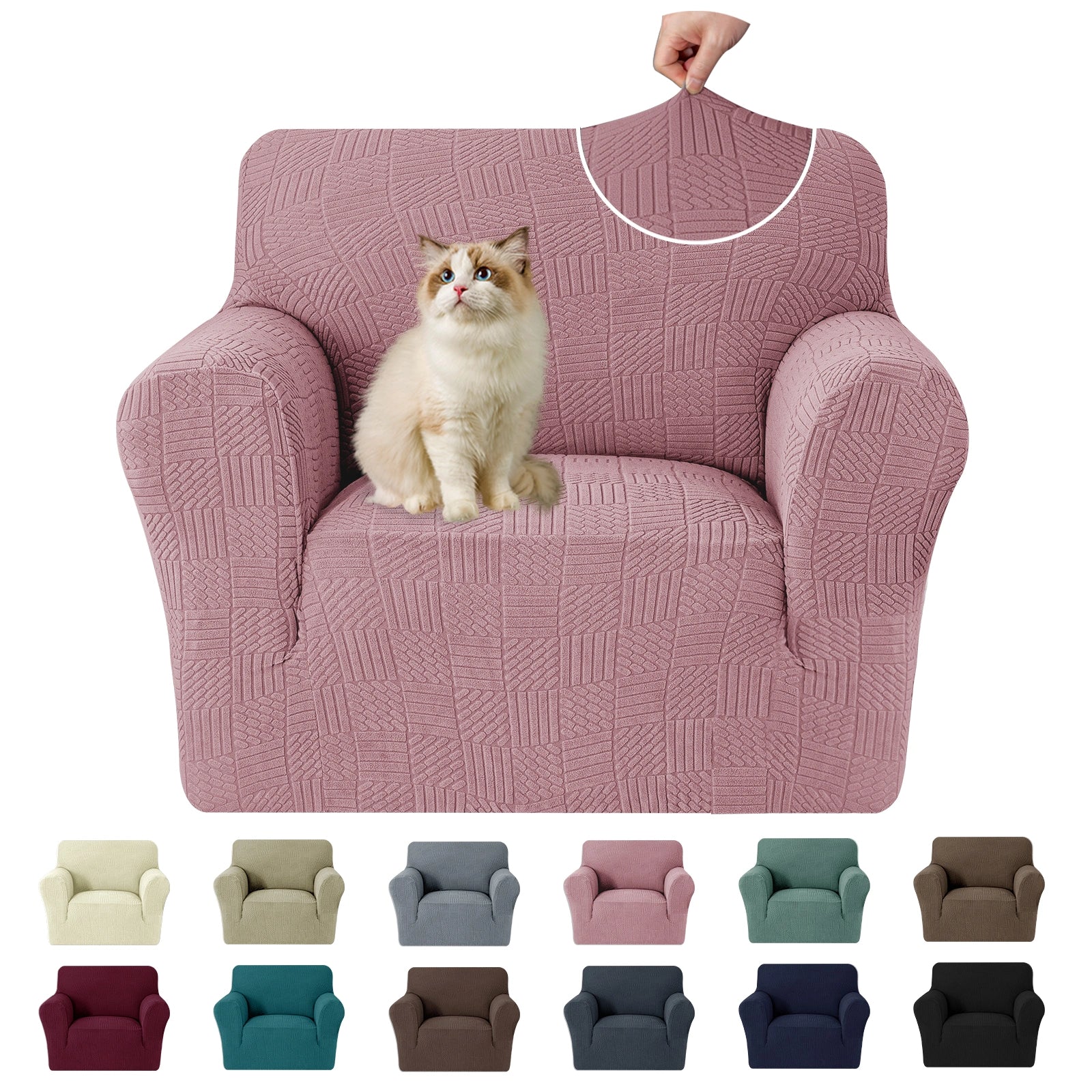 YSTYLE Cubierta de Sofá para 1 Asiento – Ajuste Elástico, Antideslizante, Amigable con Mascotas, Diseño Moderno, Lavable - Cinco Líneas 