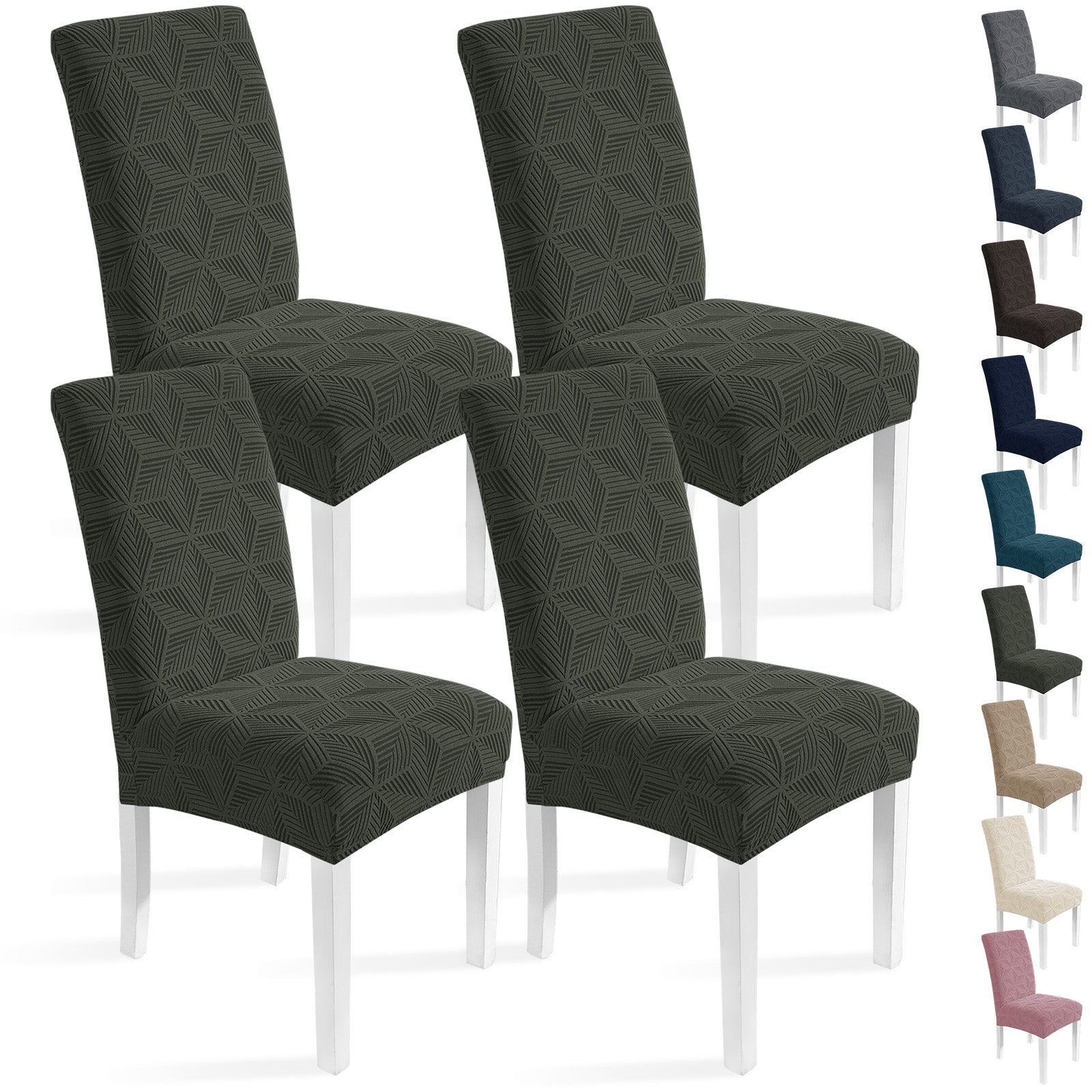 Ystyle 4-Piece Chair Covers with Backrest, Elastic Slipcovers, Universal Living Room Kitchen Chair Protectors, Cat Scratch-Resistant Modern Stain-Proof Dining Chair Covers