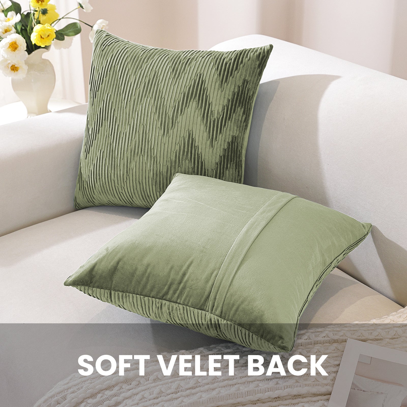 Ystyle 2 Pieces Cushion Covers Sofa 50 x 50 cm Velvet Minimalist Cushion Covers Invisible Zipper Decorative Cushion Covers for Sofa Living Room Bedroom