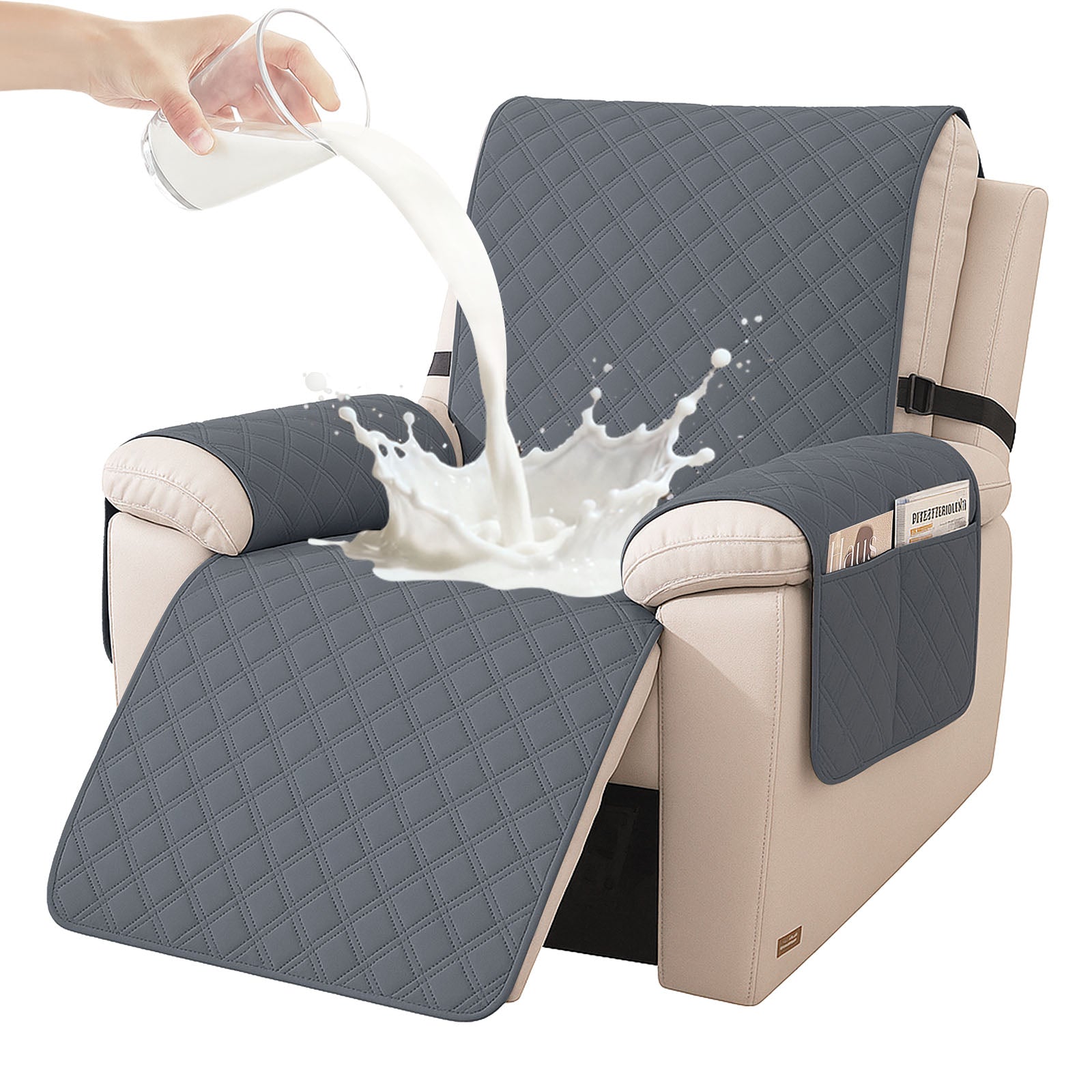 YSTYLE Waterproof Armchair Cover with Pockets and Non Slip Backing-YSTYLE