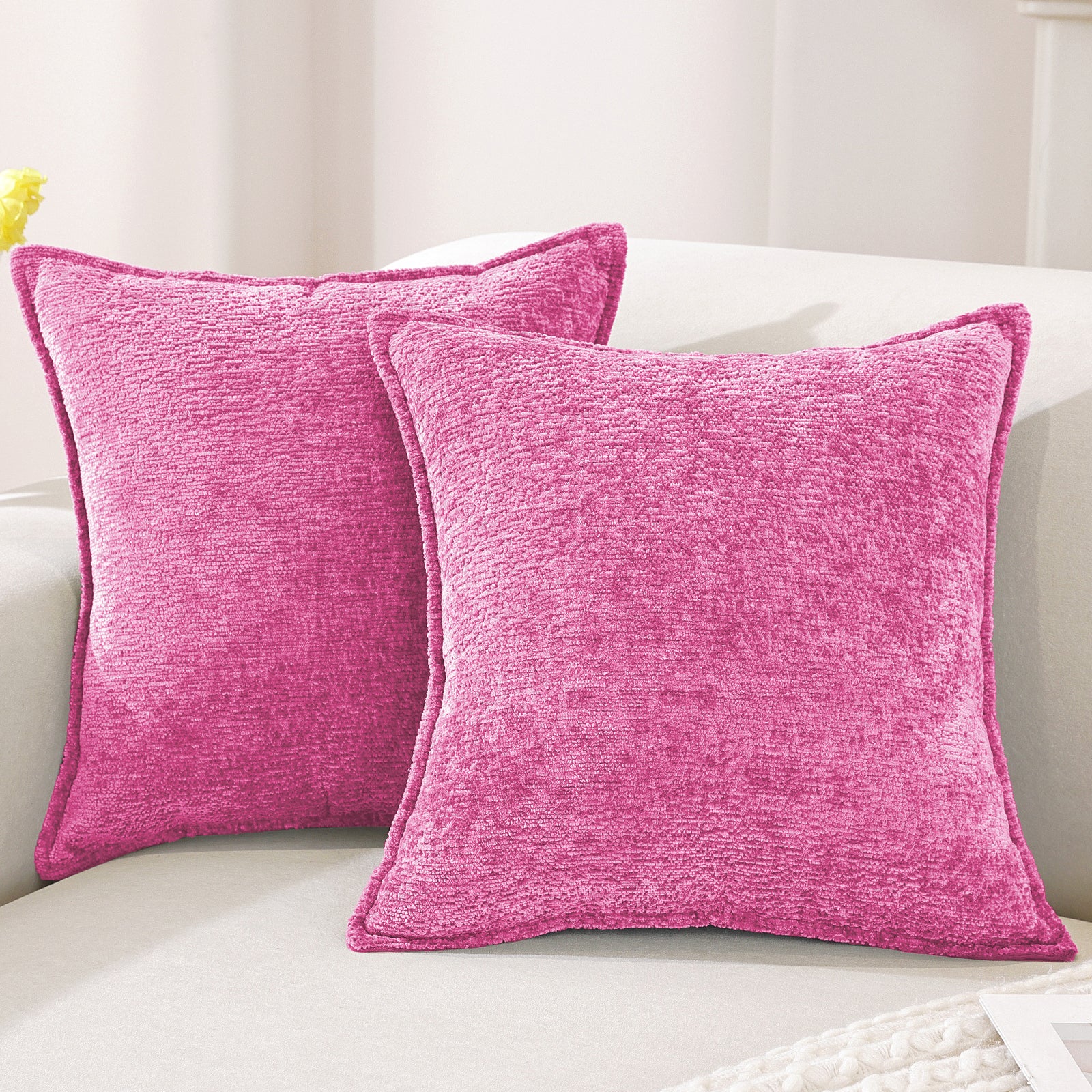 Ystyle Chenille Sofa Cushion Covers 60 x 60 cm, 2 Pieces, Soft Durable Heart-Shaped Cushion Cover, Decorative Elegant Pillow Case for Living Room