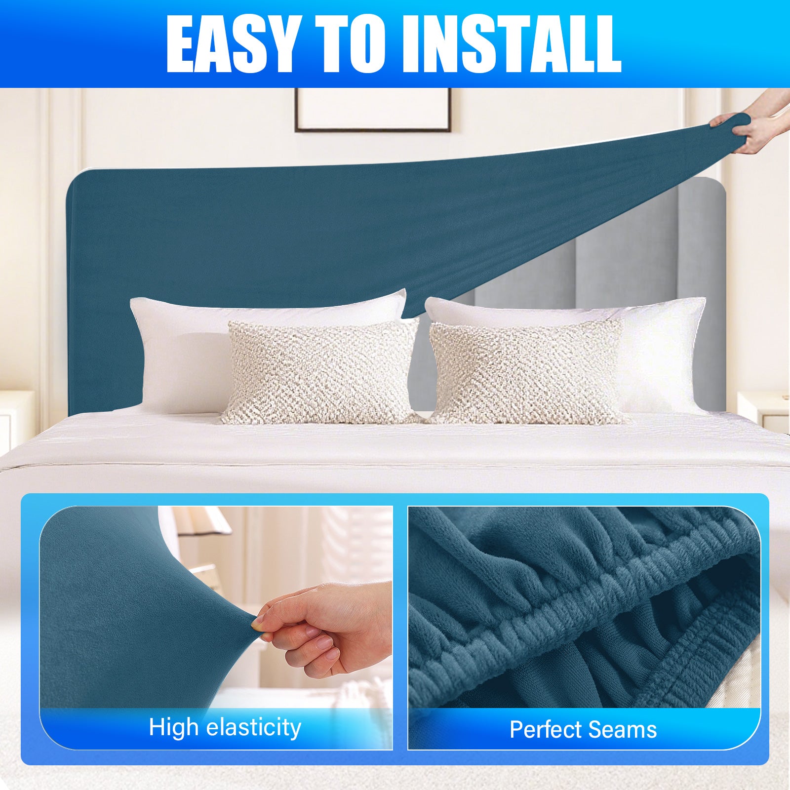 Ystyle 180cm Velvet Headboard Cover, Elastic Slipcover for Bed Headboard, Solid Color Washable Headboard Protector for Single/Double Beds