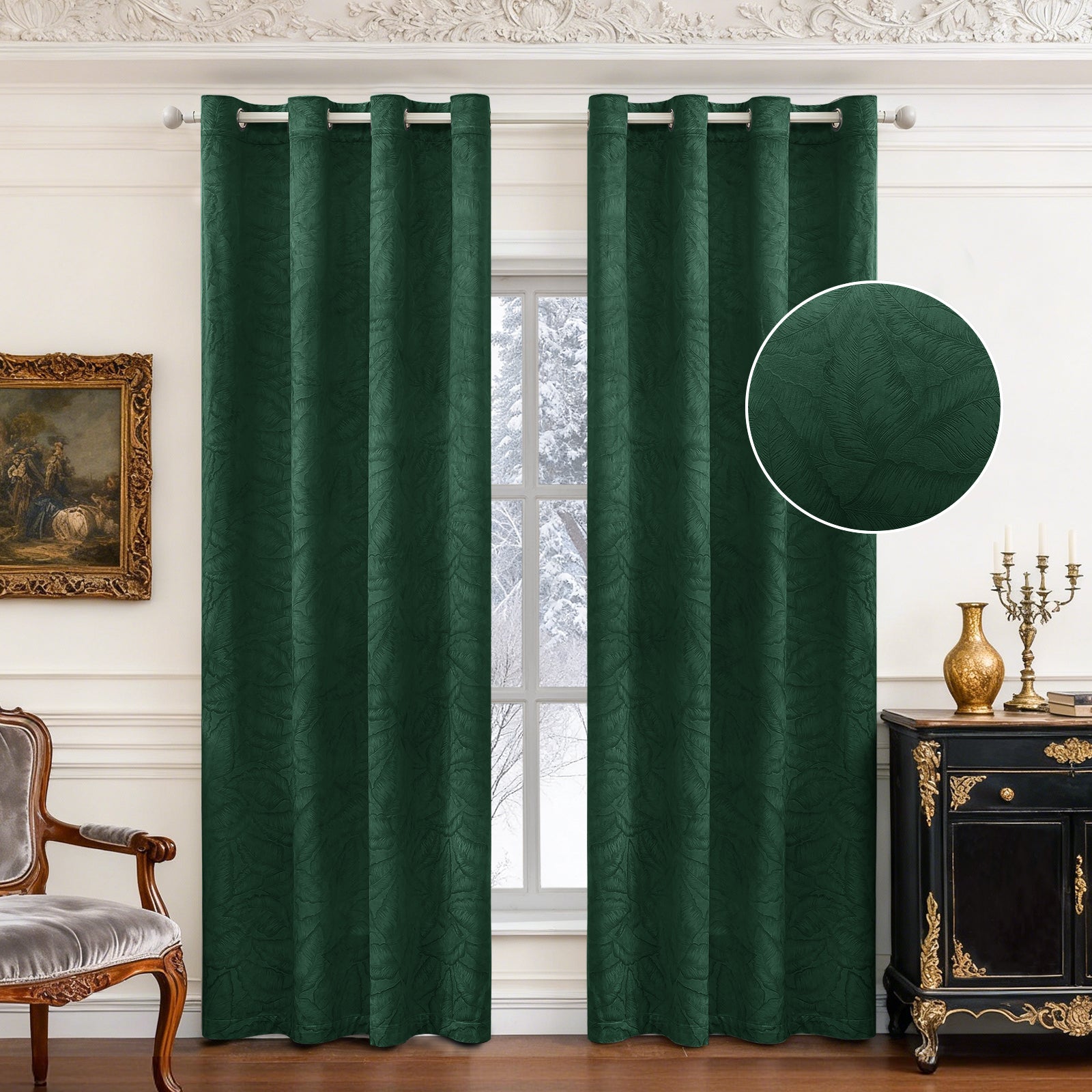 2 Pieces rideaux opacifiants with Stainless Steel Eyelets thermique Polyester Panels