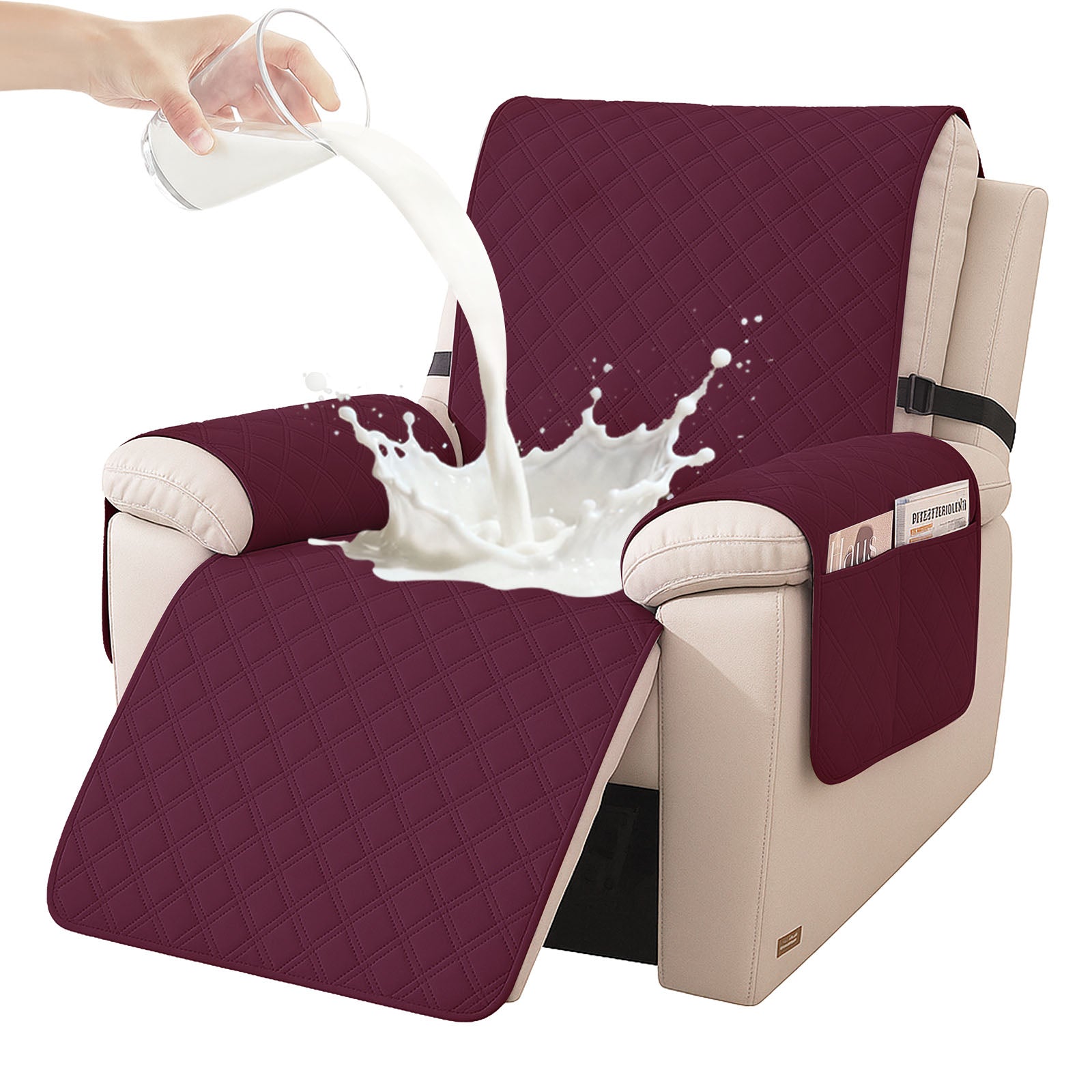 YSTYLE Waterproof Armchair Cover with Pockets and Non Slip Backing-YSTYLE