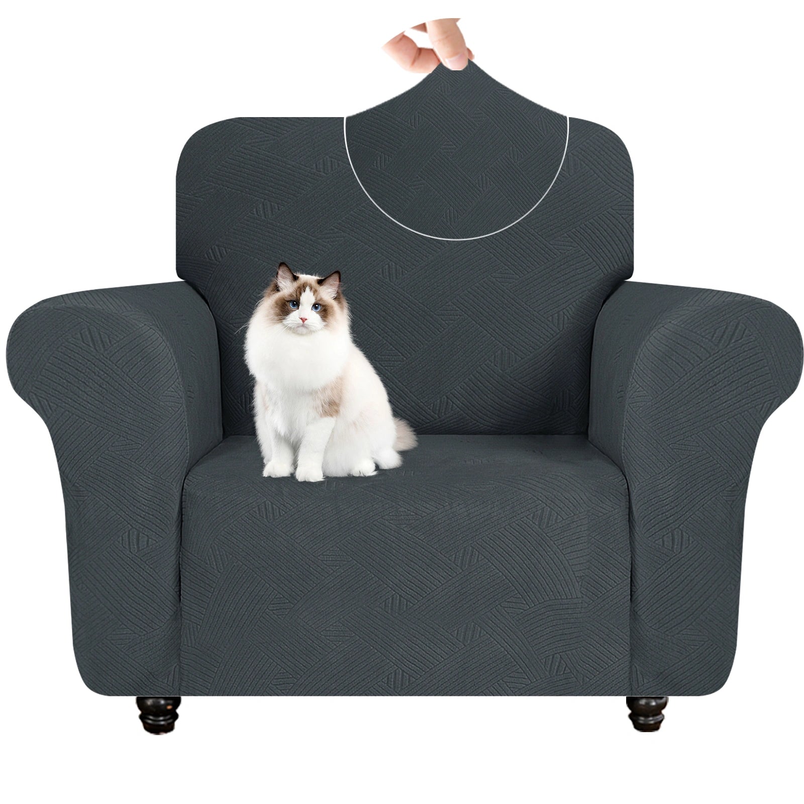 ESTILO 1 Cubierta de sofá de un solo asiento - Elástica, antideslizante, amigable con mascotas, lavable, adecuada para el invierno - Patrón entrelazado