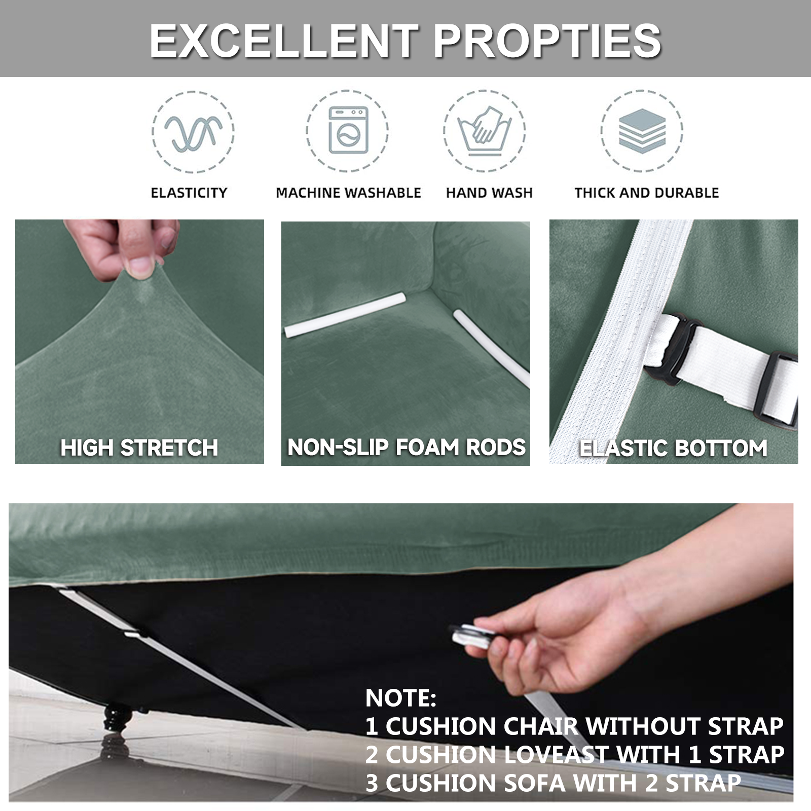 YSTYLE Velvet Cubierta de Sofá para 3 Personas – Ajuste Elástico, Anti-Rasguño, Amigable con Mascotas, Antideslizante, Lavable 