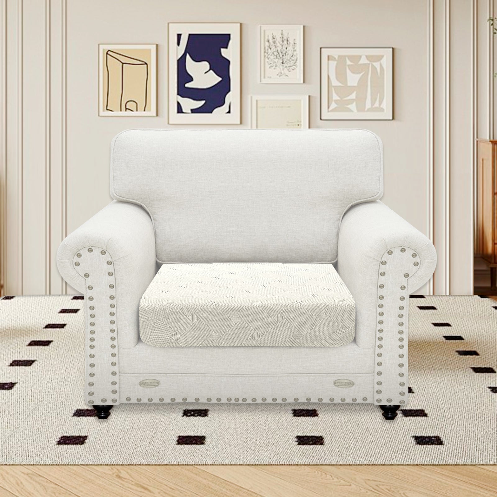YSTYLE Sofá 1 Pieza - Cubierta de Almohadón Grande - Ajuste Elástico, Antideslizante, Patrón Geométrico, Uso Universal, Protección Total - Patrón Entrelazado