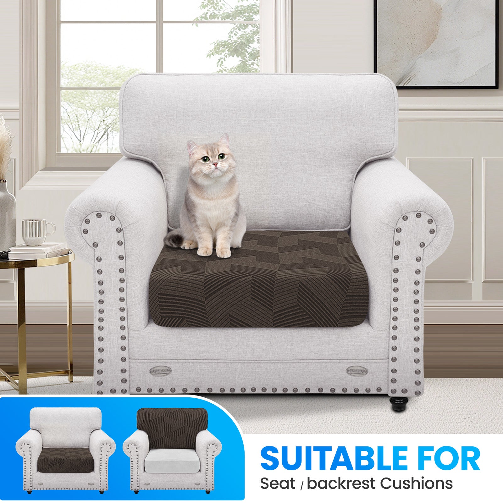 Ystyle 1 Piece Elastic Sofa Seat Cover, Universal Living Room Cushion Cover, Separate Sofa Cushion Slipcovers, Non-Slip, Stain-Resistant, Super Soft & Washable