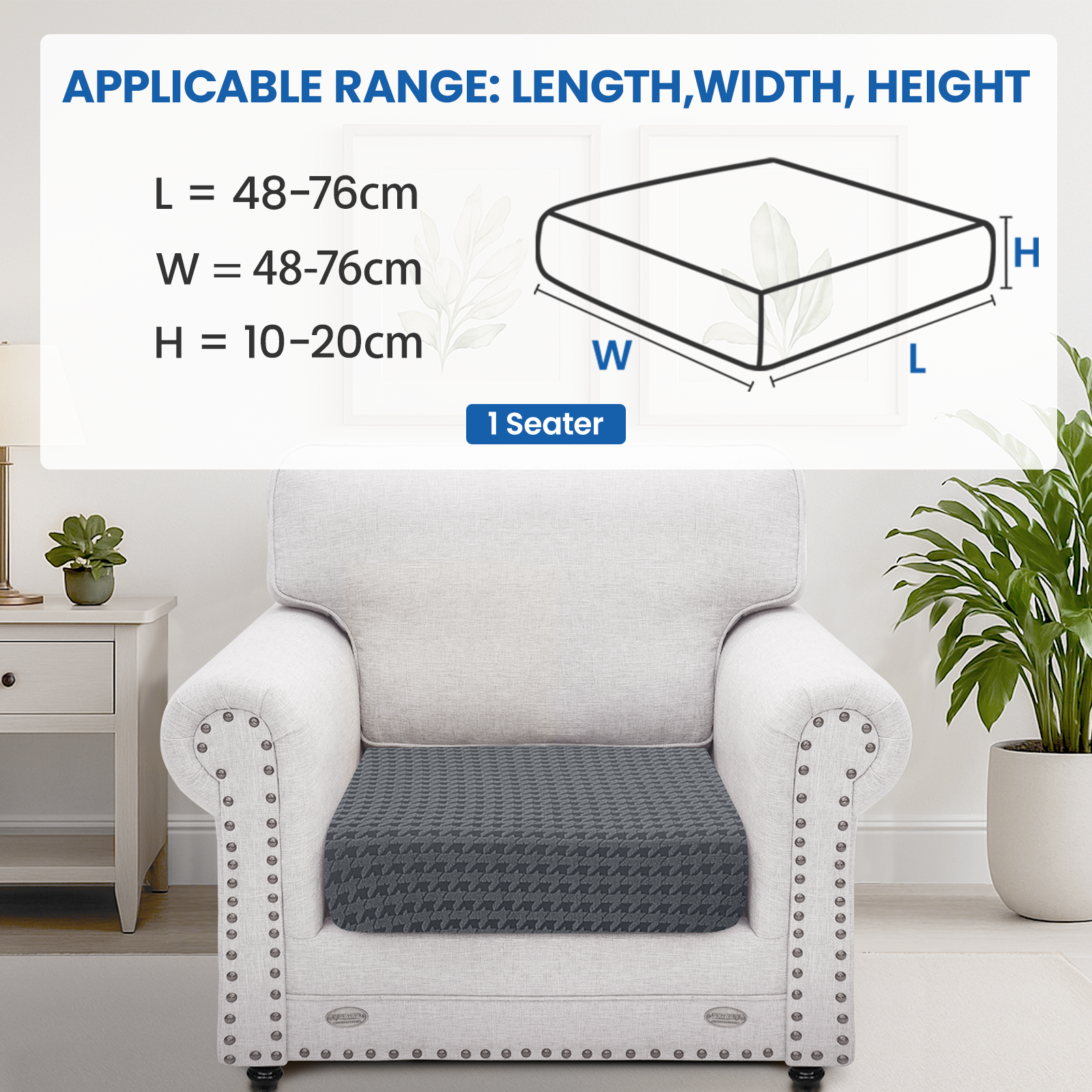 Ystyle 1-Seat Elastic Sofa Seat Cover, Stretch Sofa Cushion Covers, Universal Sofa Cushion Cover, Cushion Covers for Sofas, Sofa Seat Cover