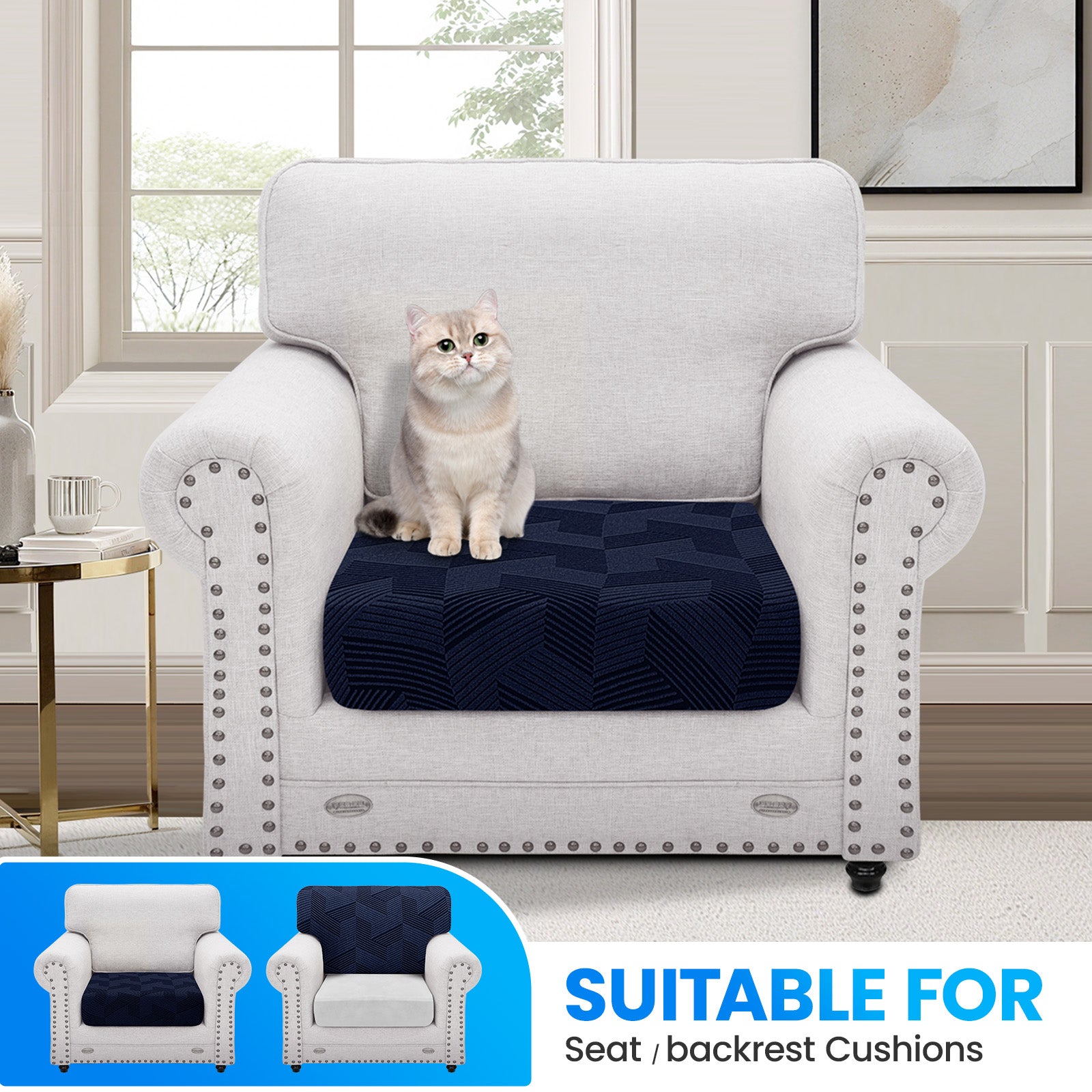 Ystyle 1 Piece Elastic Sofa Seat Cover, Universal Living Room Cushion Cover, Separate Sofa Cushion Slipcovers, Non-Slip, Stain-Resistant, Super Soft & Washable