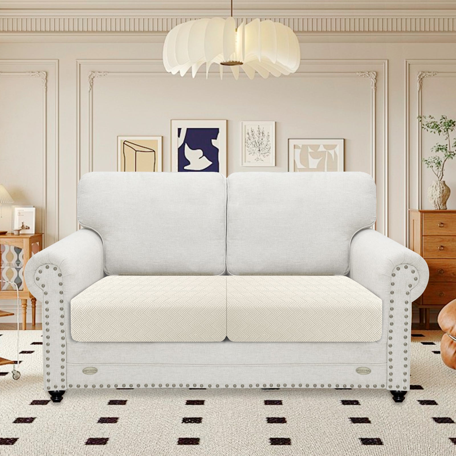 YSTYLE 2 Piezas Manta para Sofá – Ajuste Elástico, Uso Universal, Antideslizante, Resistente a Arañazos, Diseño Geométrico-Romboide