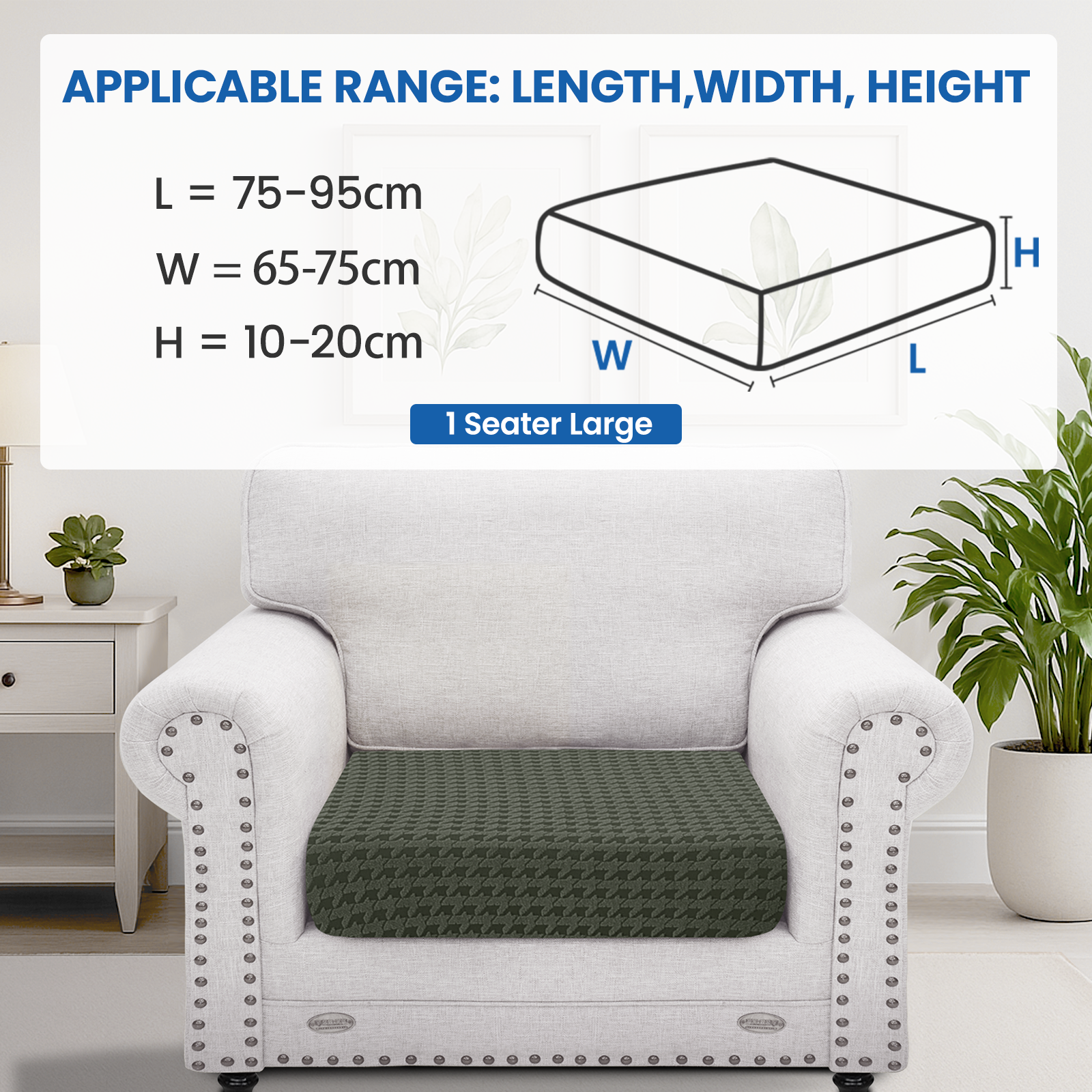 Ystyle Large 1-Seat Elastic Sofa Cushion Cover Set, Universal Stretch Sofa Seat & Back Cushion Slipcovers