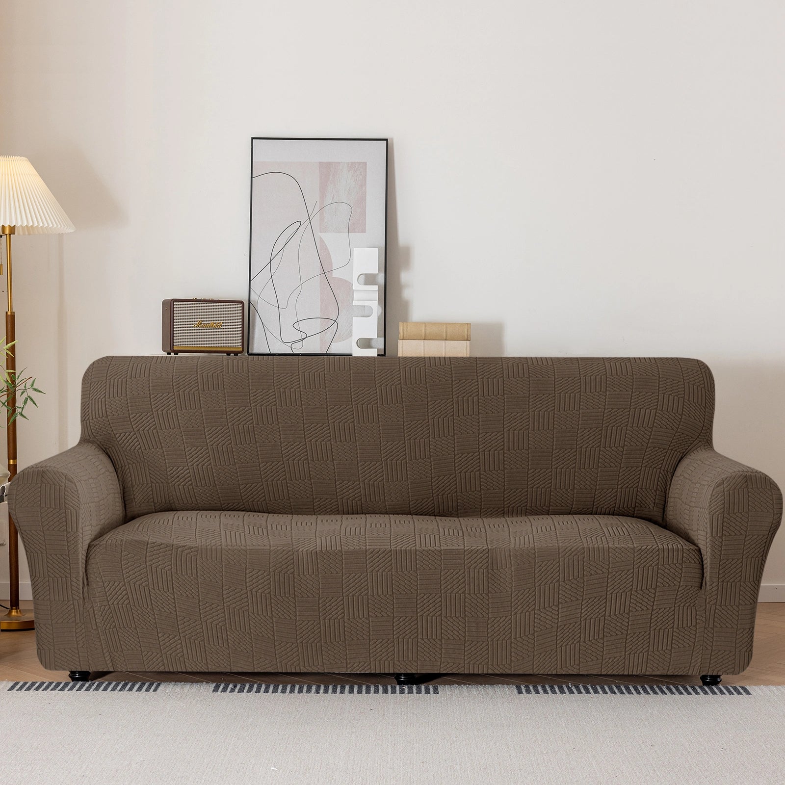 YSTYLE Cubierta de Sofá para 2 Personas – Ajuste Elástico, Antideslizante, Amigable con Mascotas, Diseño Moderno, Lavable - Cinco Líneas 